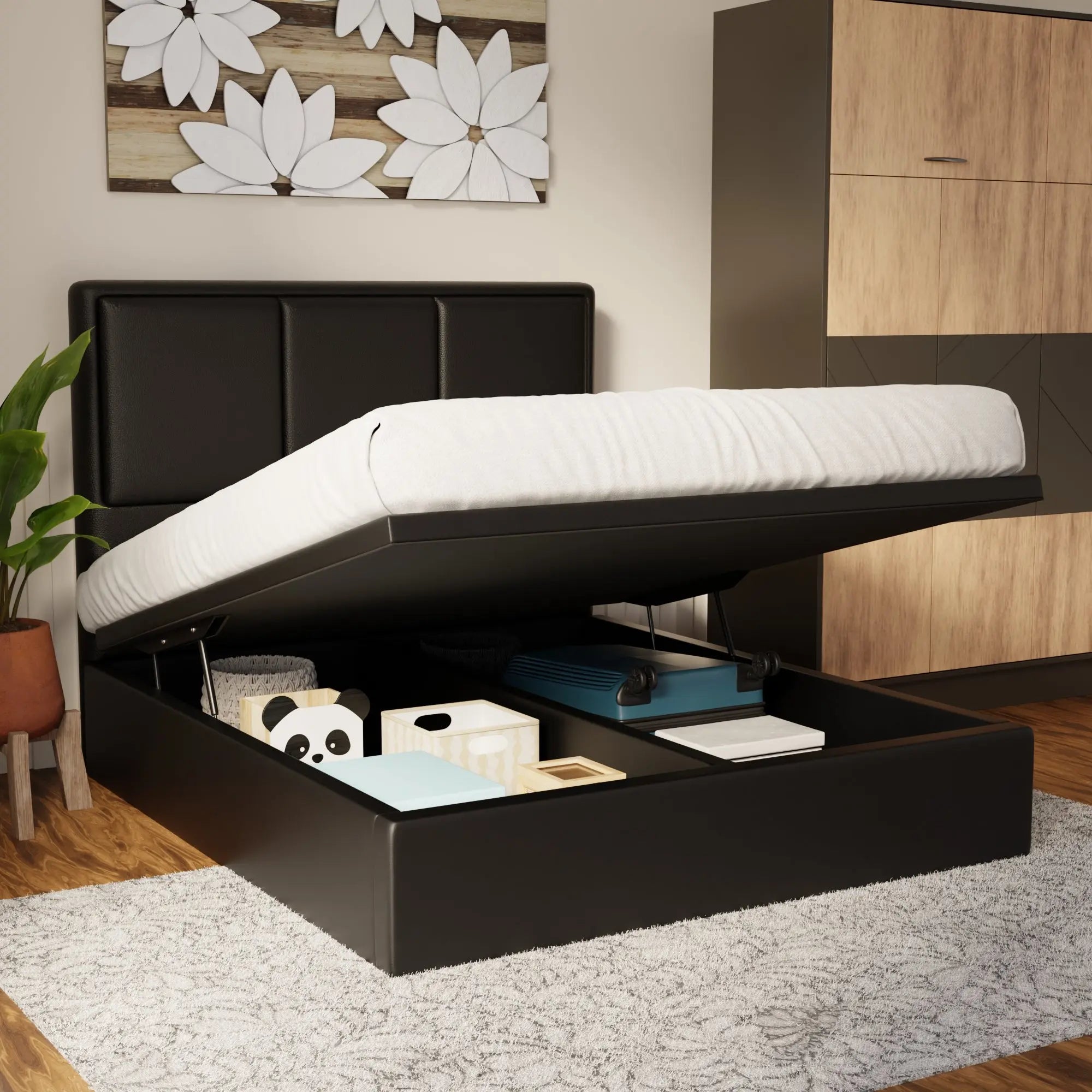 Velmira Faux Leather Storage Bed Frame (Pet Friendly) by Somnuz