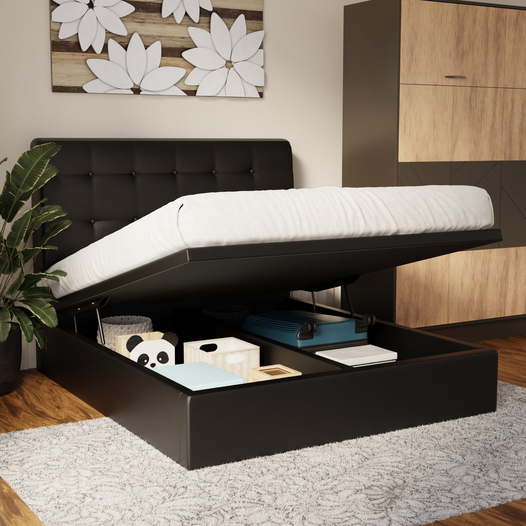 Endora Faux Leather Storage Bed Frame (Pet Friendly) by Somnuz