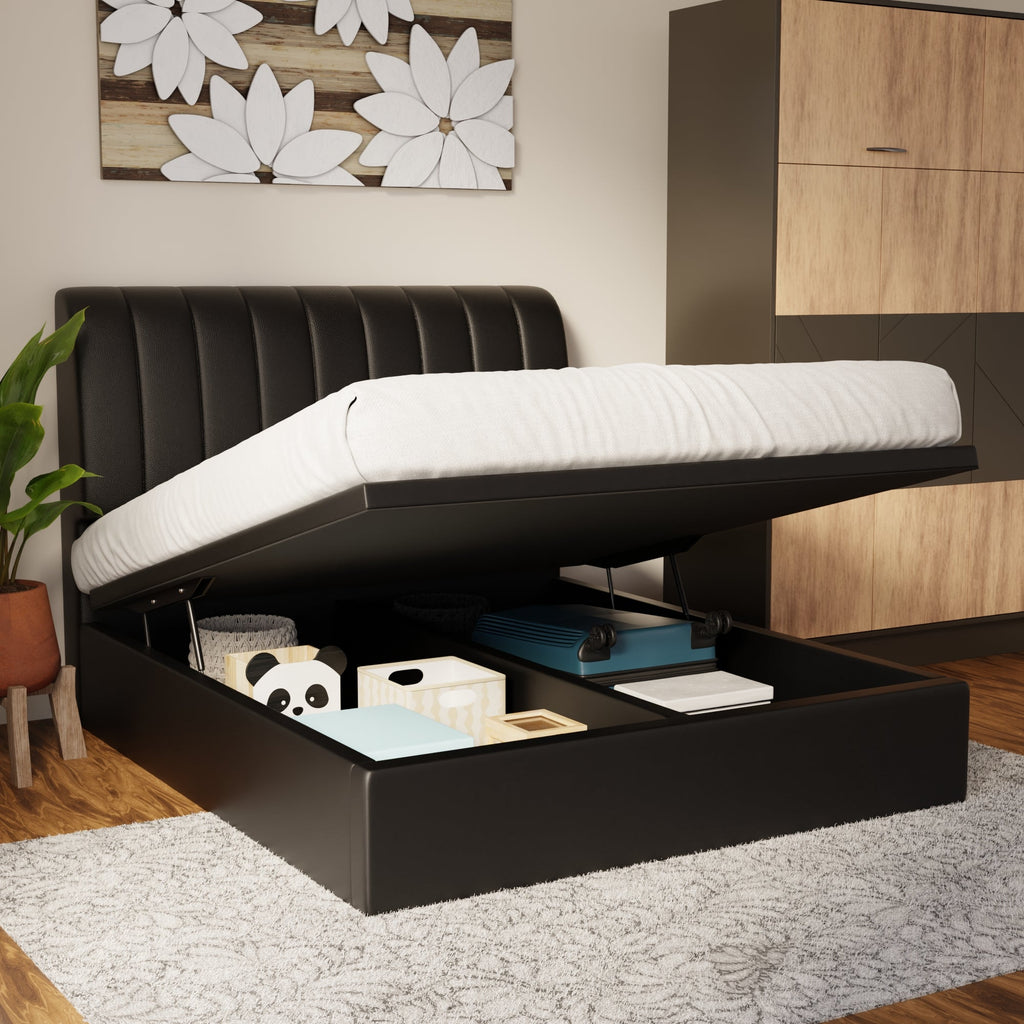 Kuro Faux Leather Storage Bed Frame (Pet Friendly) by Somnuz