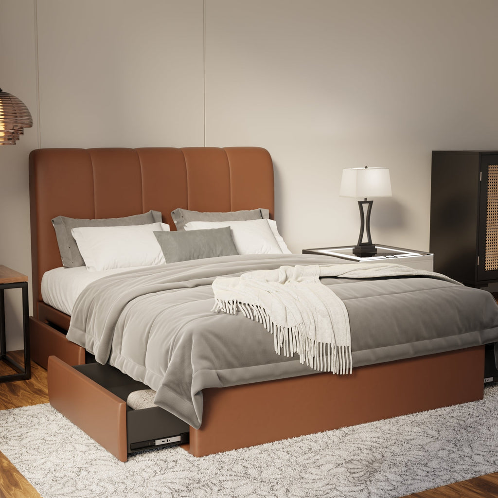 Caldrin Faux Leather Drawer Bed Frame (Pet Friendly) by Somnuz
