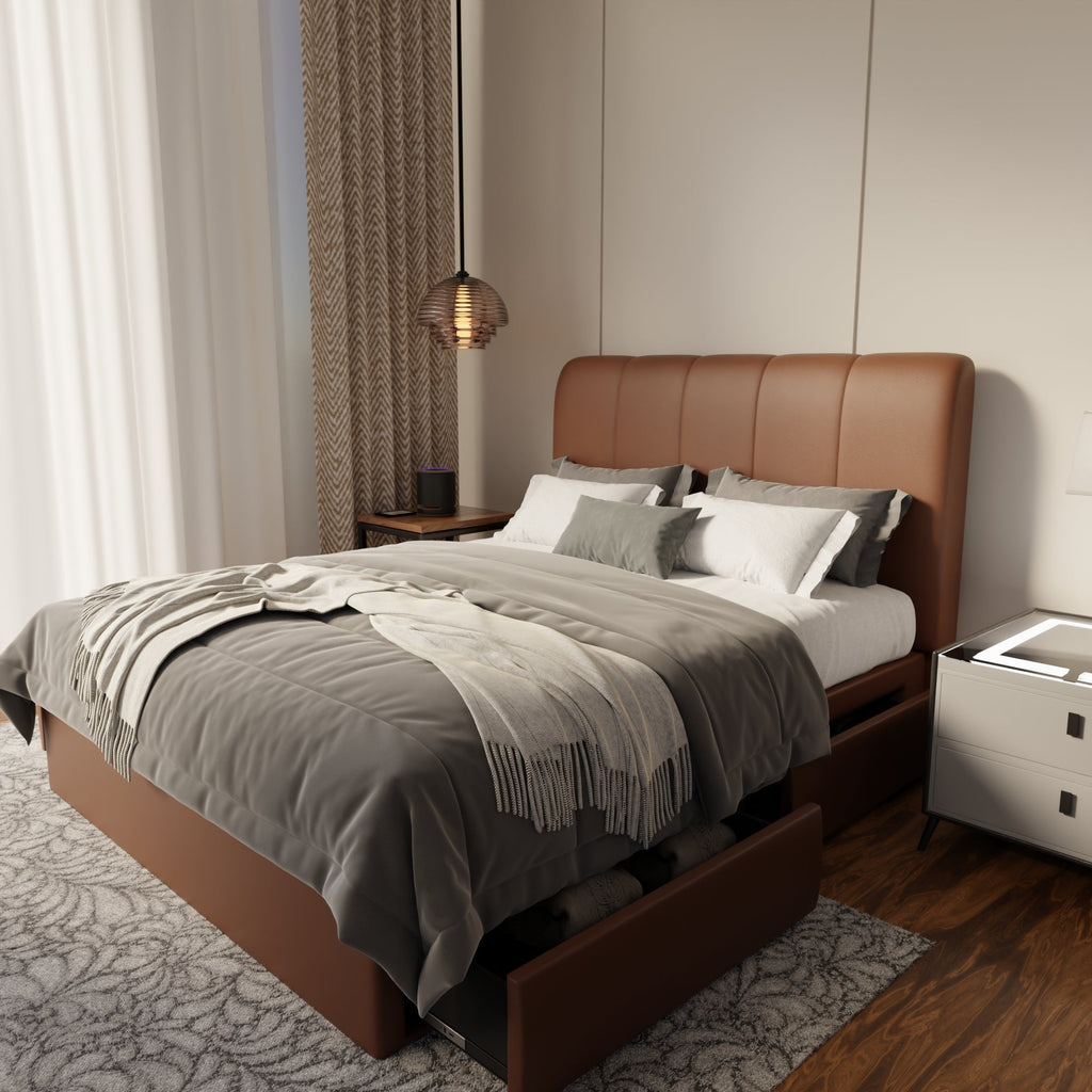Caldrin Faux Leather Drawer Bed Frame (Pet Friendly) by Somnuz