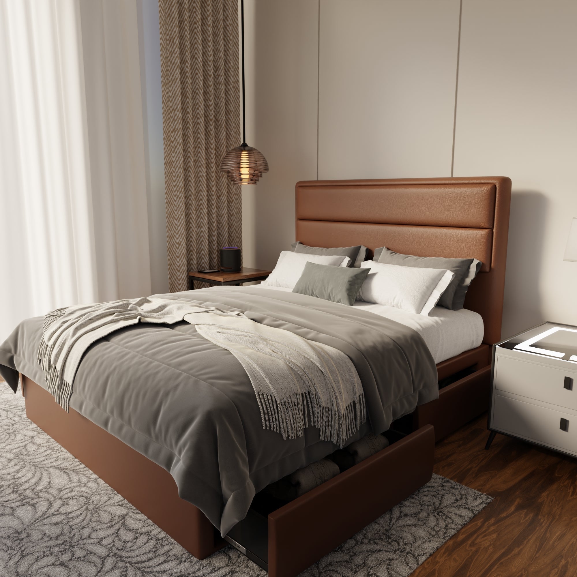 Zorvain Faux Leather Drawer Bed Frame (Pet Friendly) by Somnuz