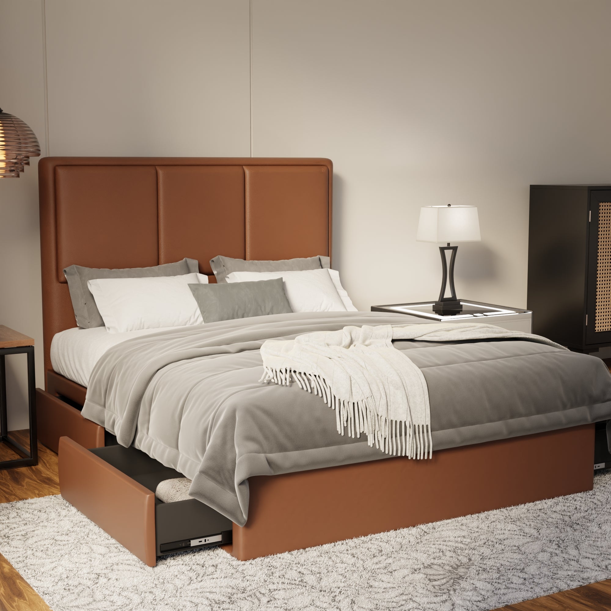 Velmira Faux Leather Drawer Bed Frame (Pet Friendly) by Somnuz