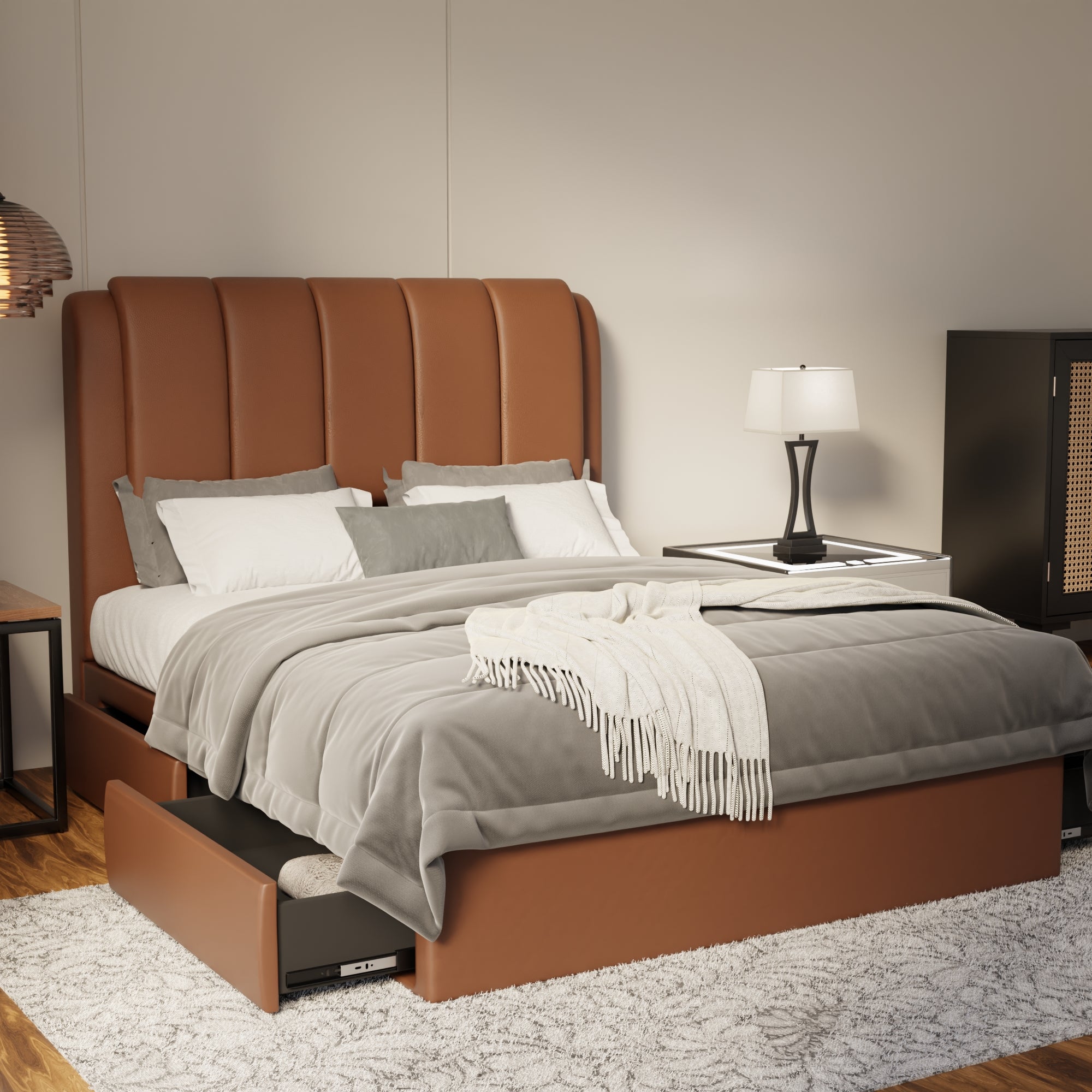 Asteron Faux Leather Drawer Bed Frame (Pet Friendly) by Somnuz