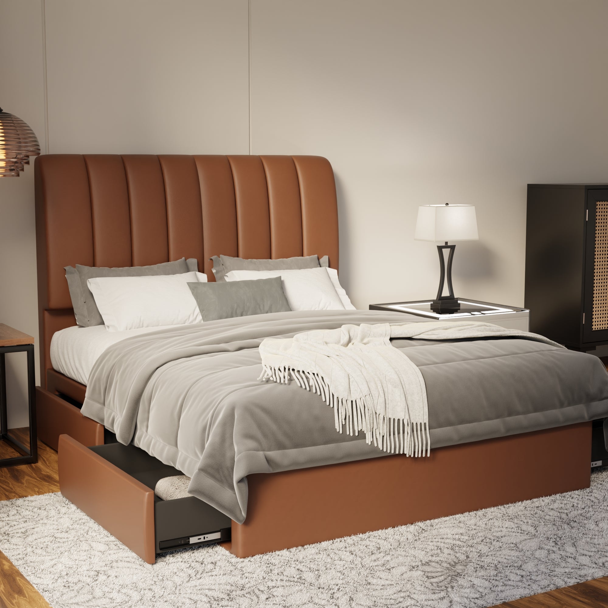 Trevino Faux Leather Drawer Bed Frame (Pet Friendly) by Somnuz