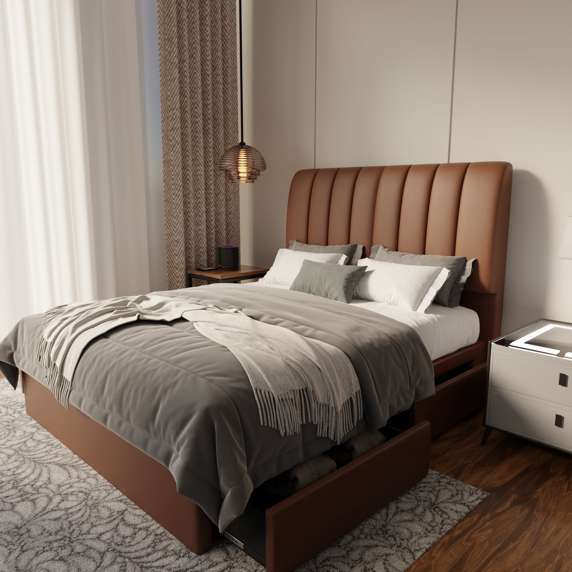 Trevino Faux Leather Drawer Bed Frame (Pet Friendly) by Somnuz
