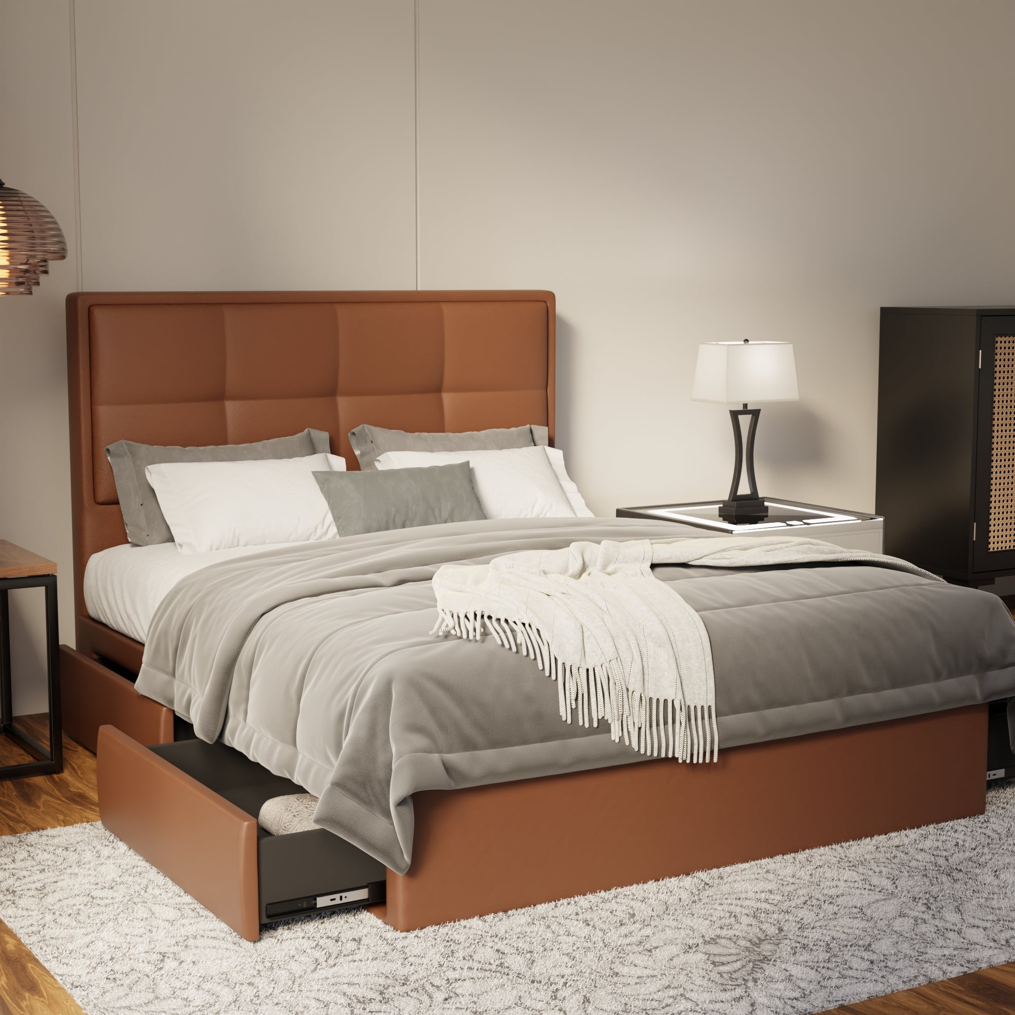 Solvane Faux Leather Drawer Bed Frame (Pet Friendly) by Somnuz