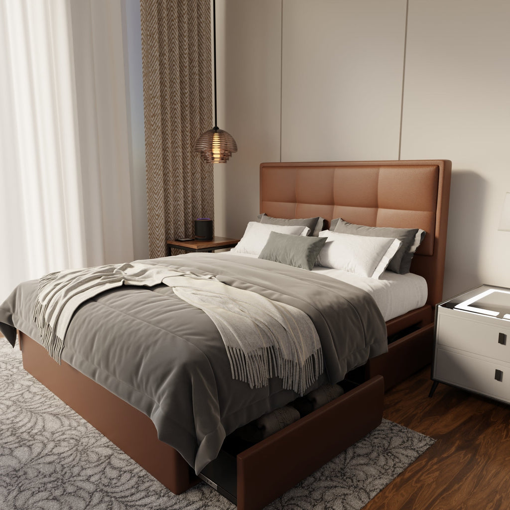 Solvane Faux Leather Drawer Bed Frame (Pet Friendly) by Somnuz