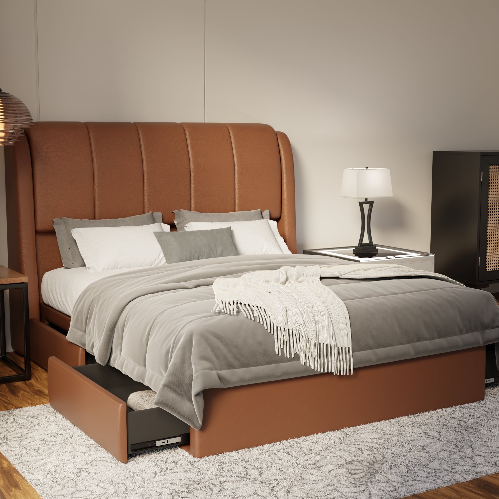 Brinley Faux Leather Drawer Bed Frame (Pet Friendly) by Somnuz