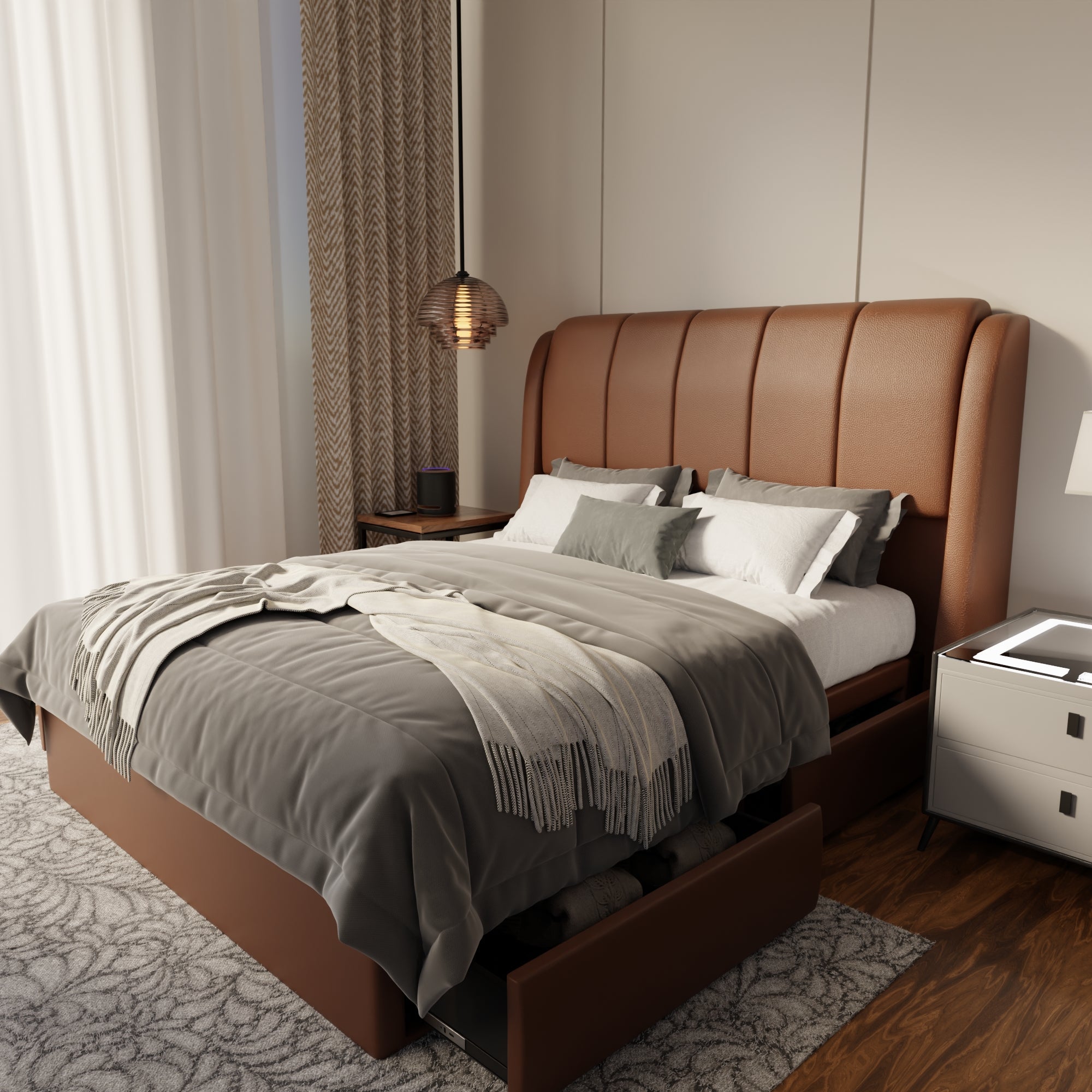 Brinley Faux Leather Drawer Bed Frame (Pet Friendly) by Somnuz