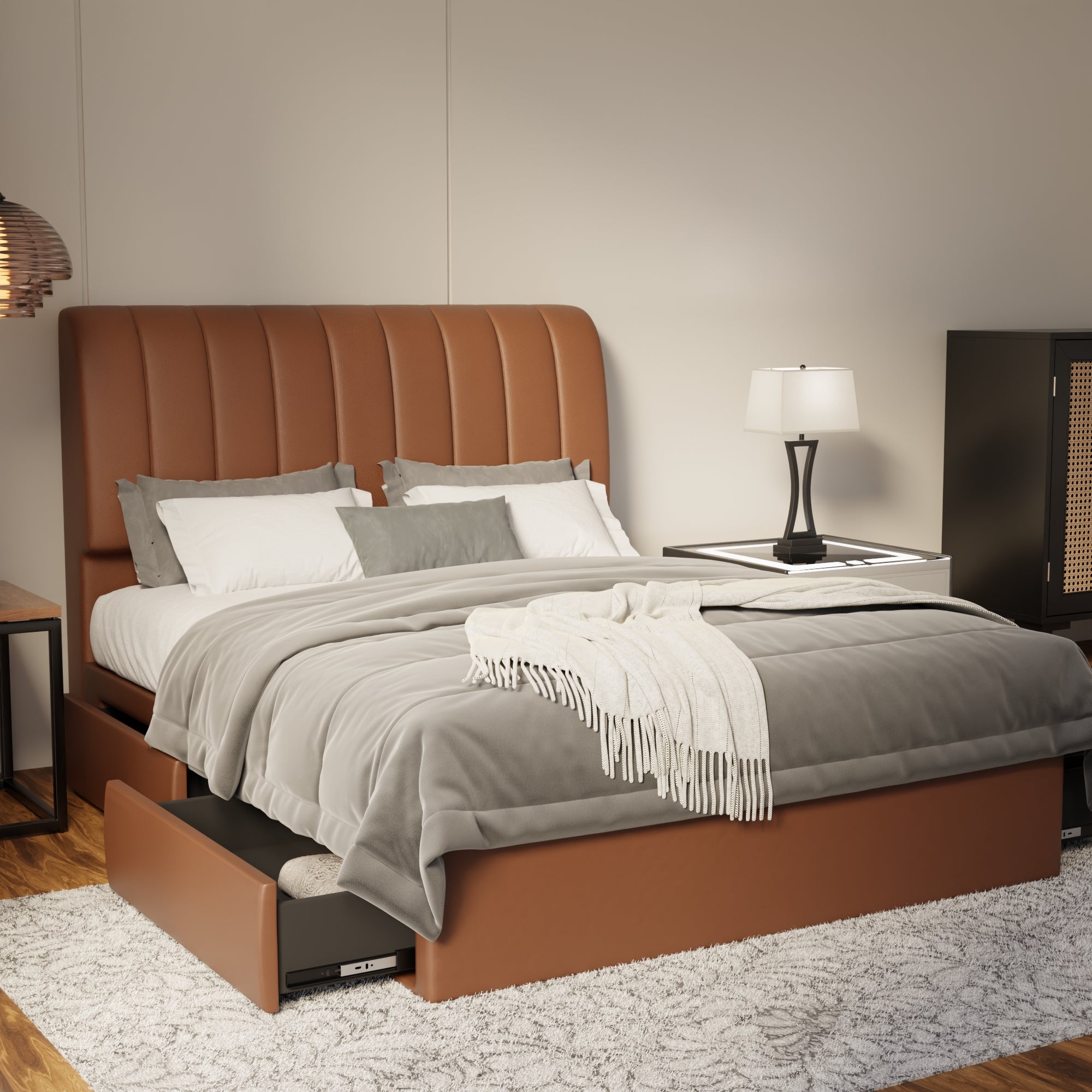 Kuro Faux Leather Drawer Bed Frame (Pet Friendly) by Somnuz