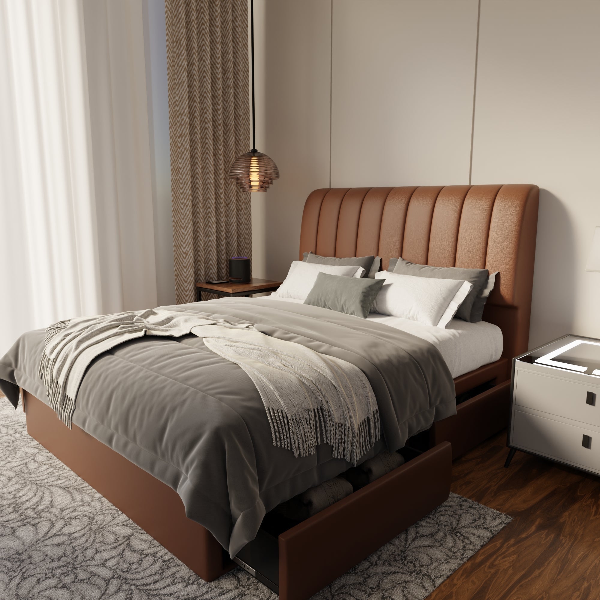 Kuro Faux Leather Drawer Bed Frame (Pet Friendly) by Somnuz