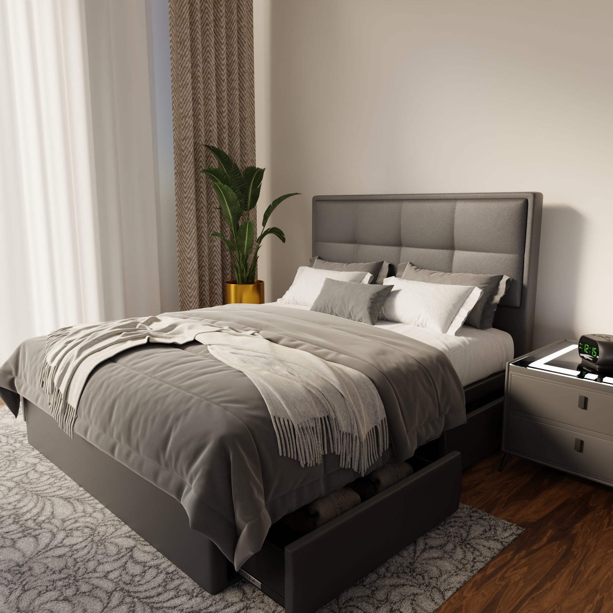 Solvane Faux Leather Drawer Bed Frame (Pet Friendly) by Somnuz