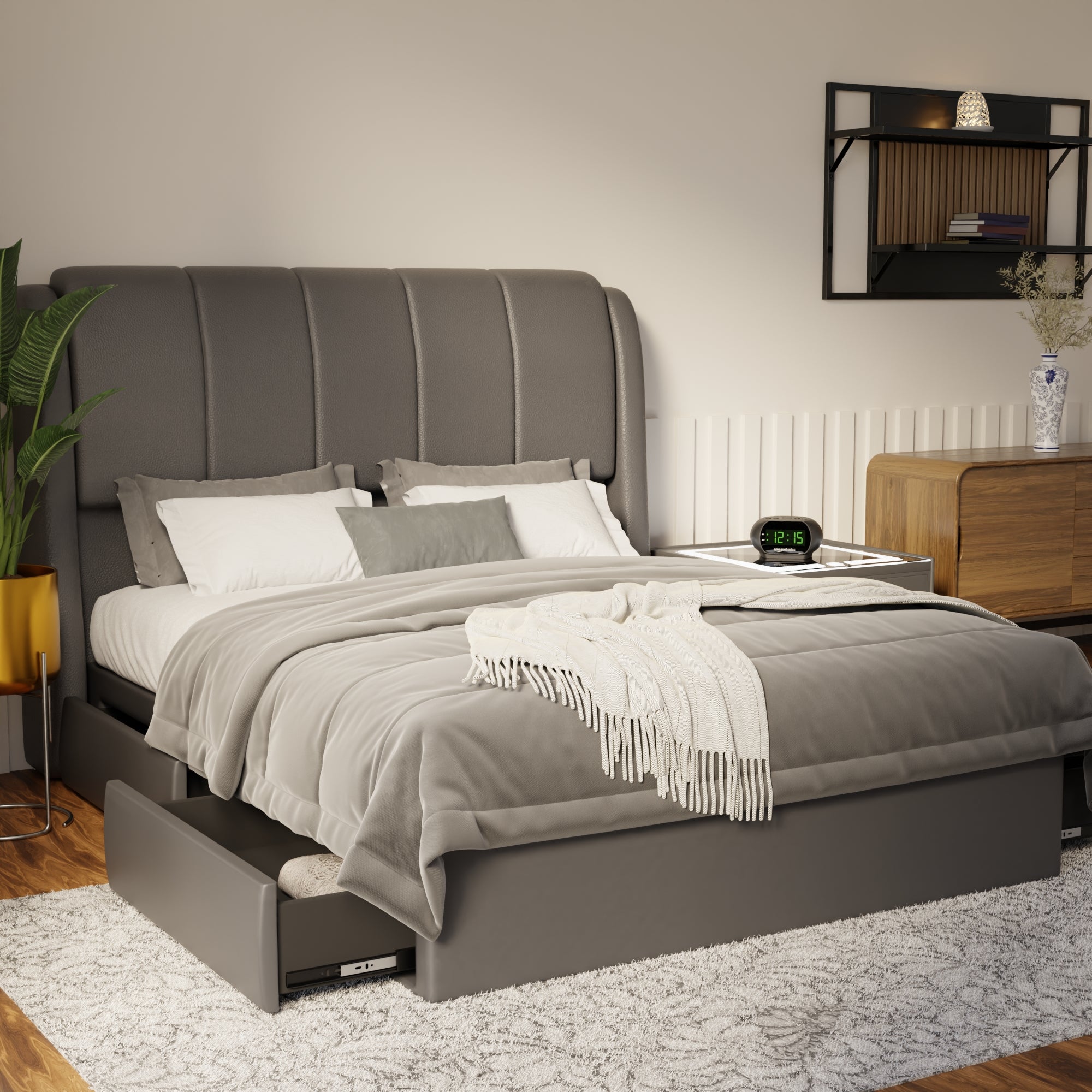 Brinley Faux Leather Drawer Bed Frame (Pet Friendly) by Somnuz