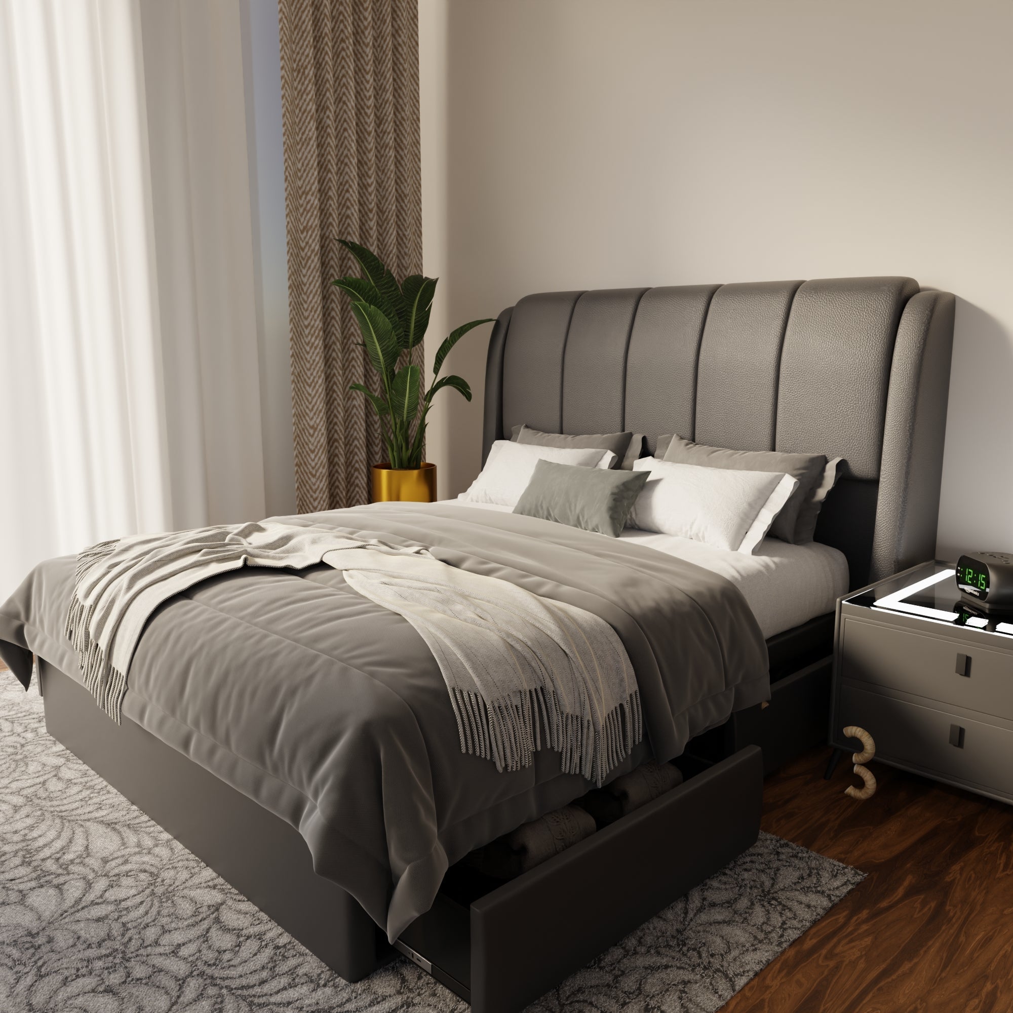 Brinley Faux Leather Drawer Bed Frame (Pet Friendly) by Somnuz