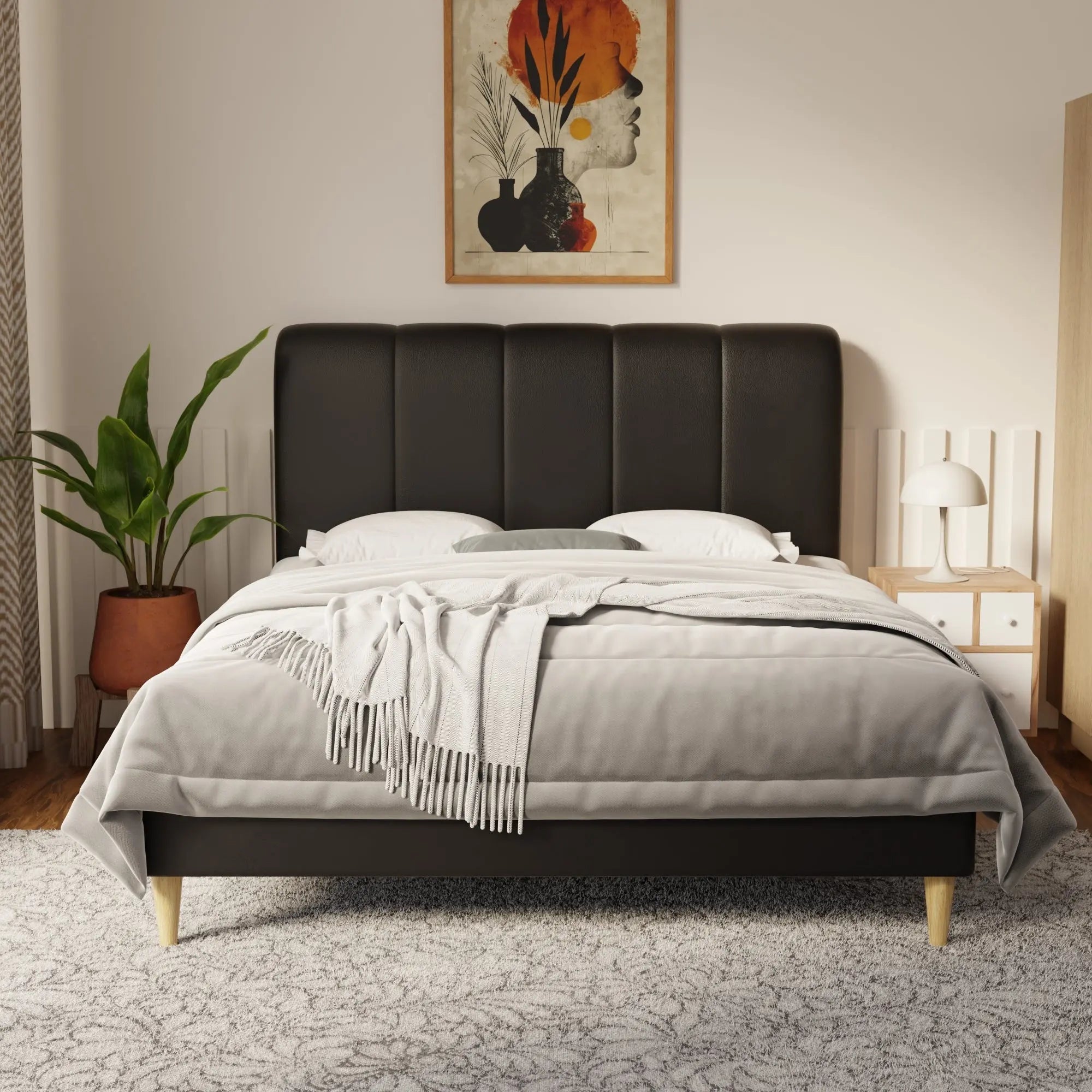 Caldrin Faux Leather Bed Frame (Pet Friendly) by Somnuz