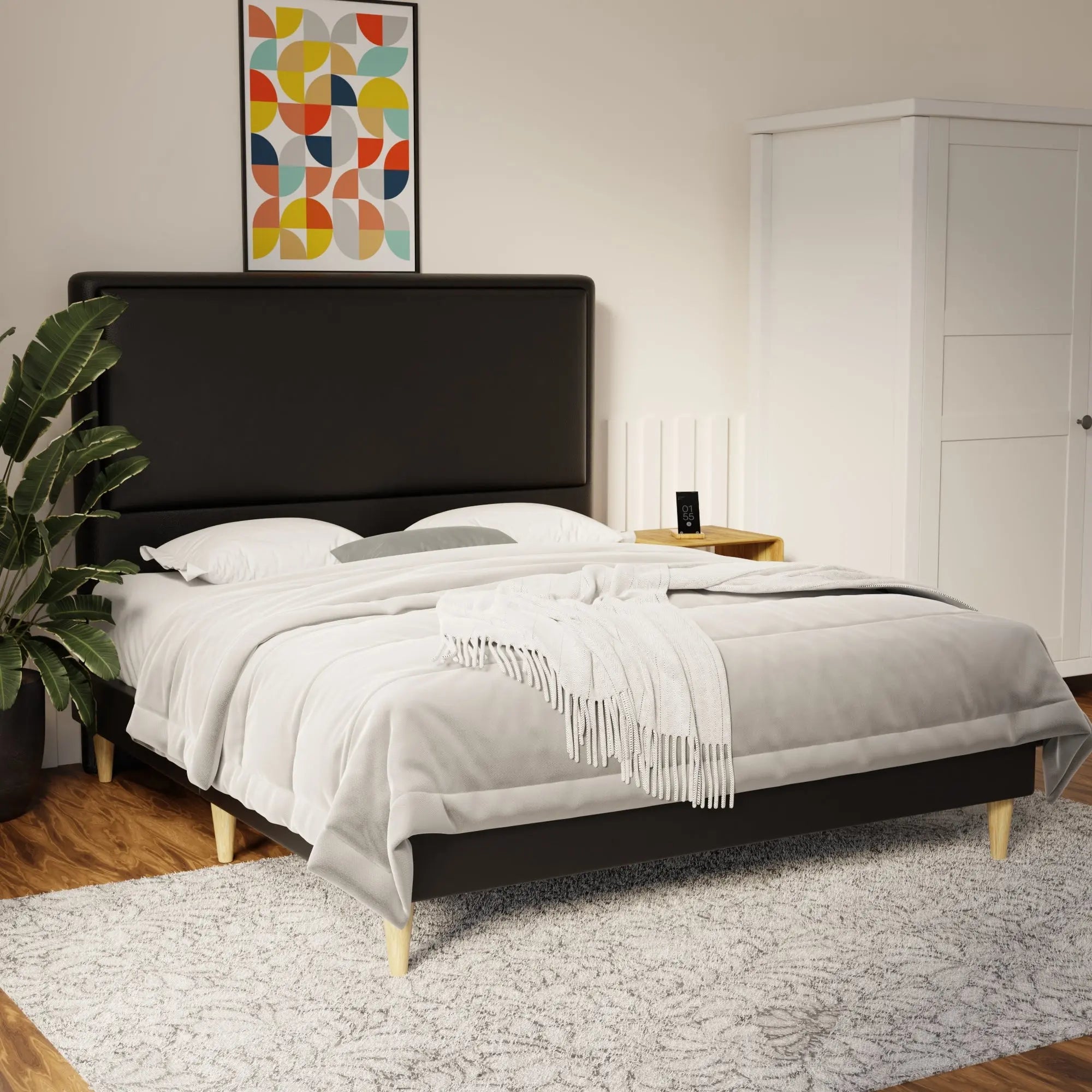 Shiro Faux Leather Bed Frame (Pet Friendly) by Somnuz