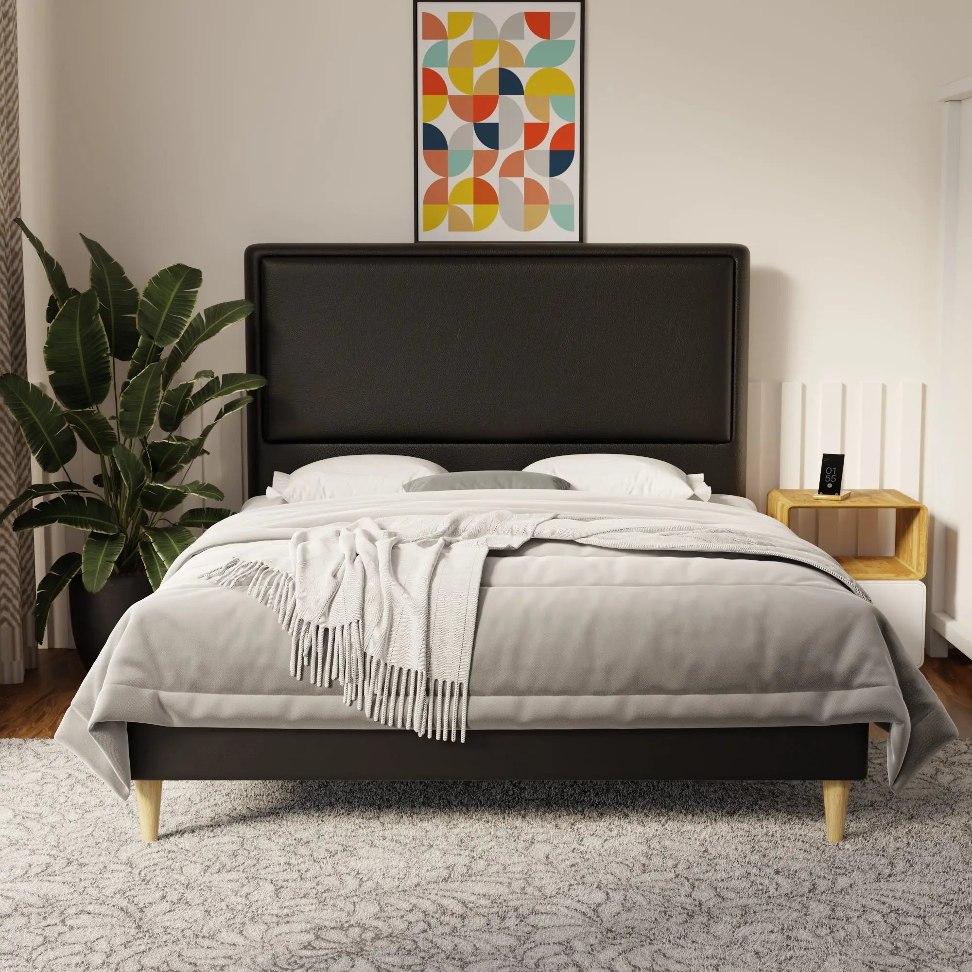 Shiro Faux Leather Bed Frame (Pet Friendly) by Somnuz