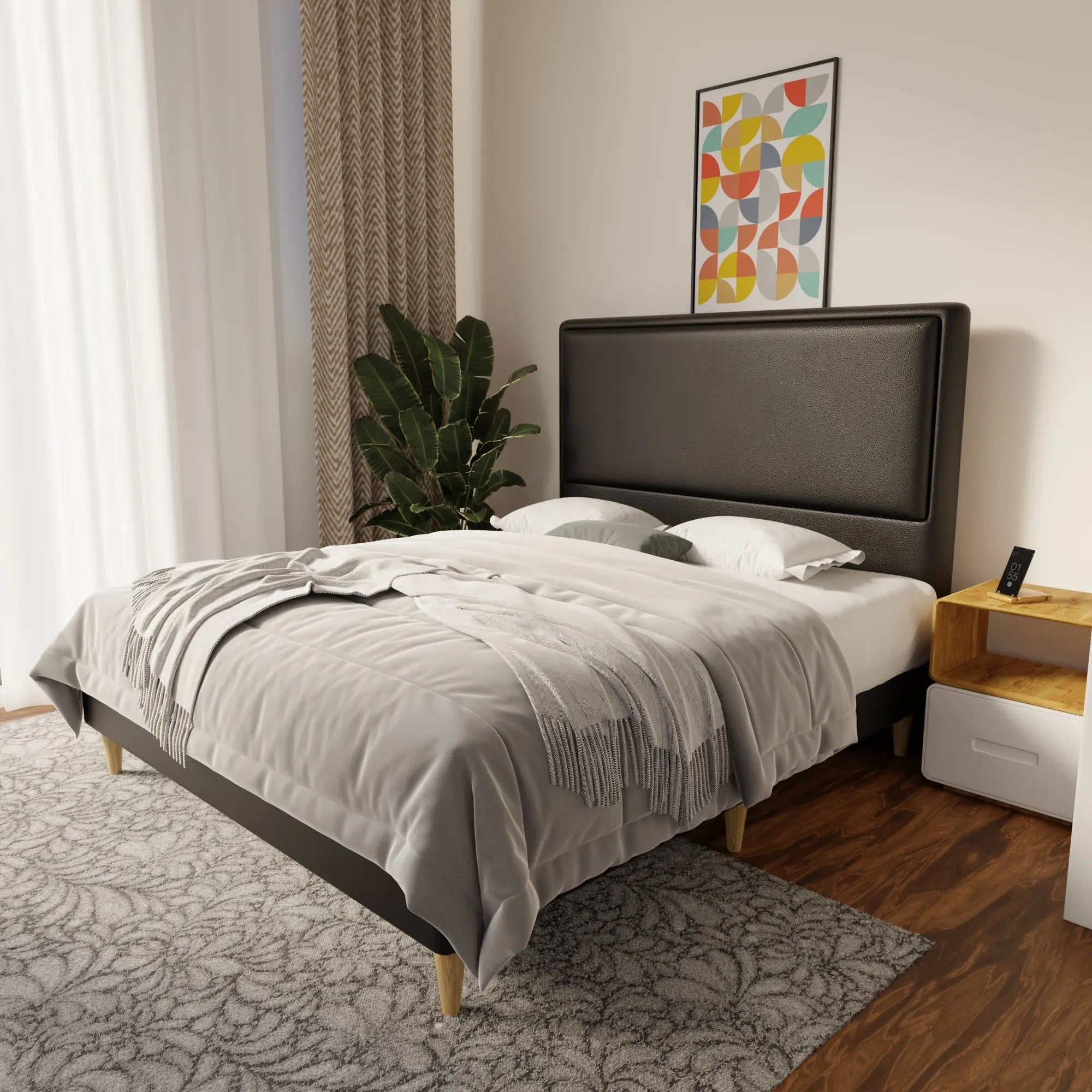 Shiro Faux Leather Bed Frame (Pet Friendly) by Somnuz