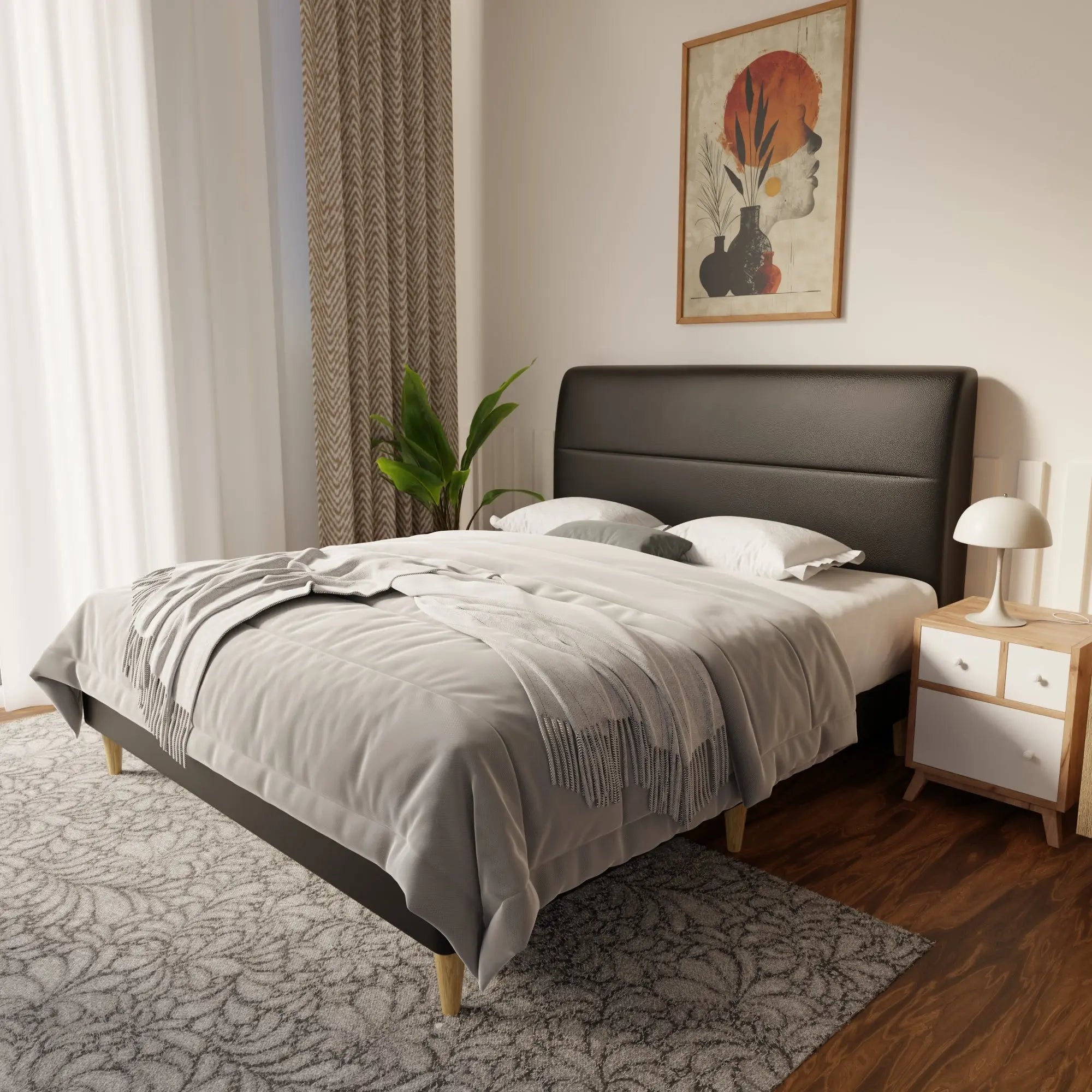 Lysara Faux Leather Bed Frame (Pet Friendly) by Somnuz
