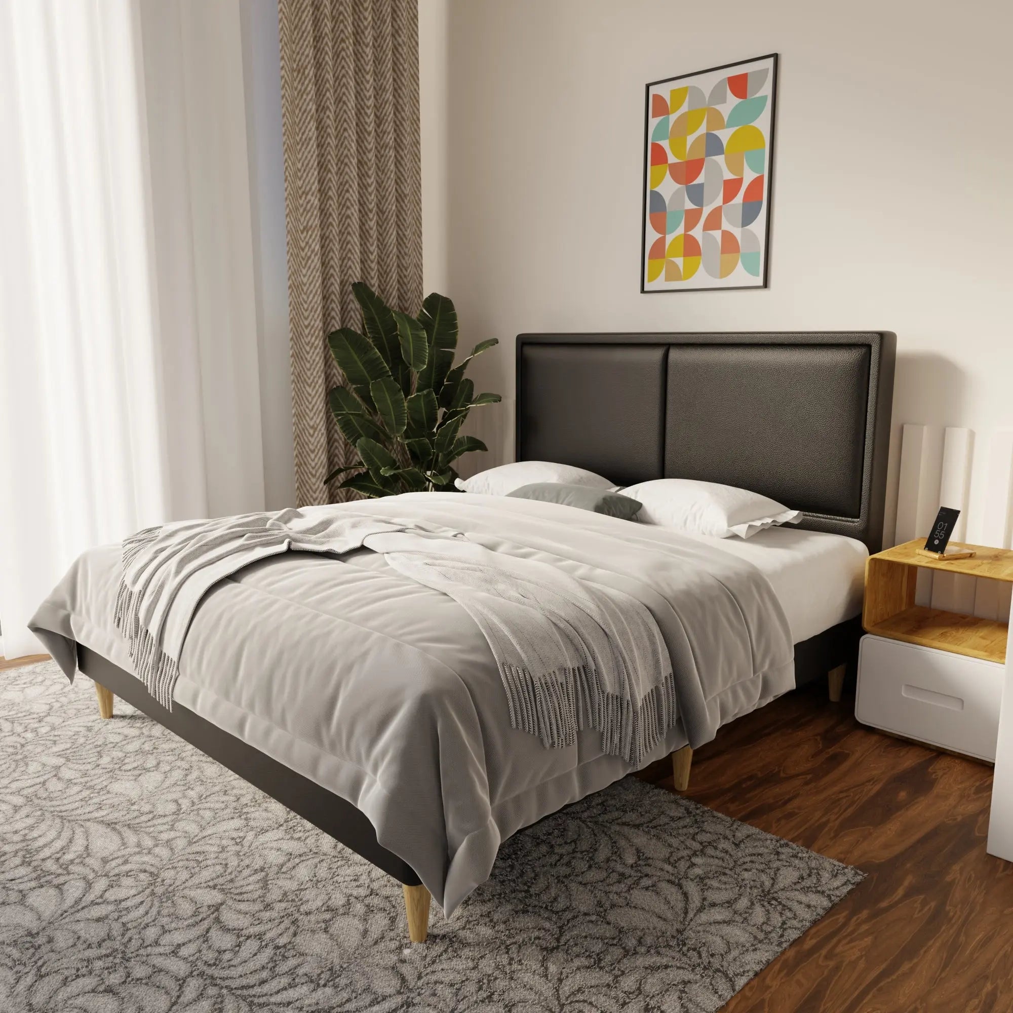 Bravelle Faux Leather Bed Frame (Pet Friendly) by Somnuz