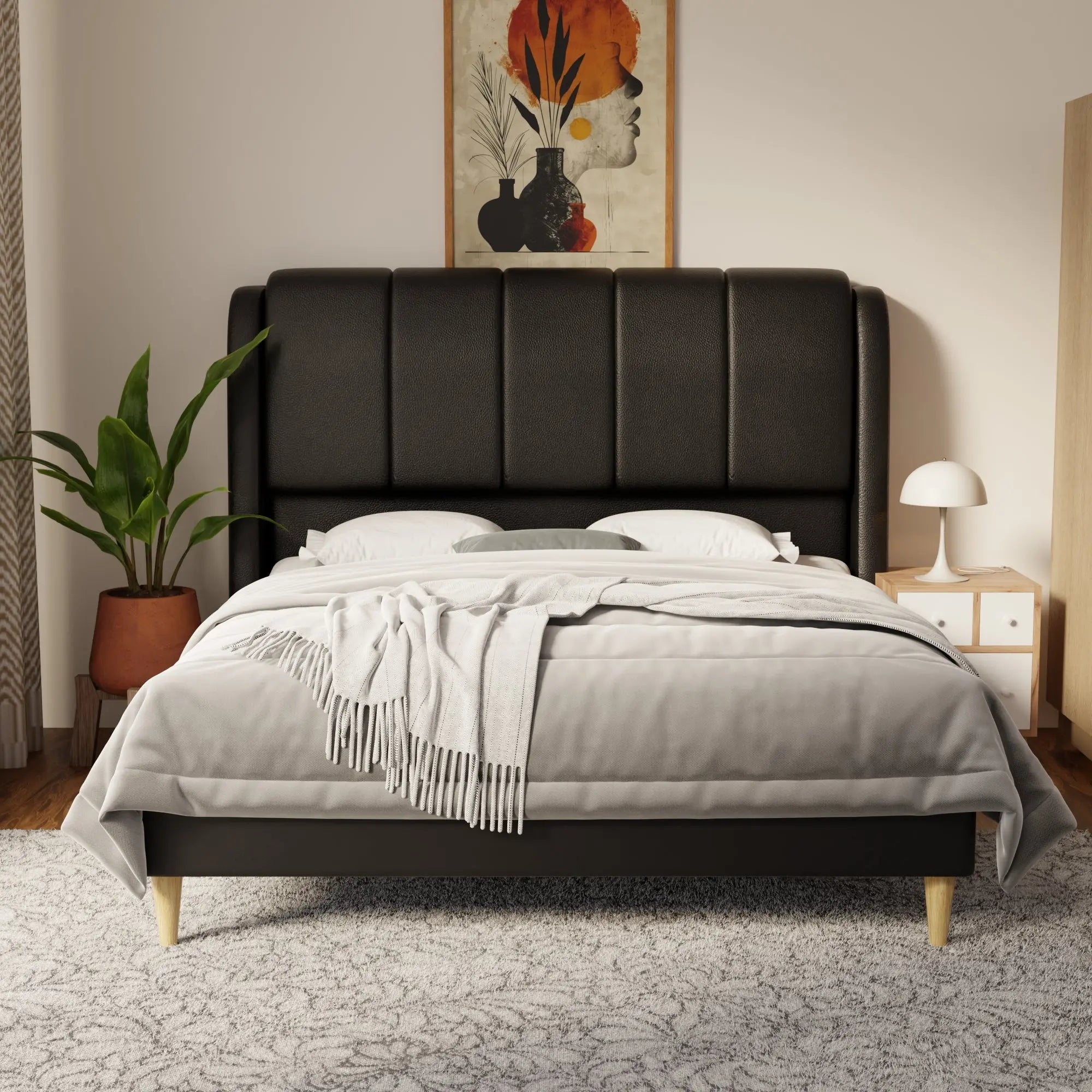 Brinley Faux Leather Bed Frame (Pet Friendly) by Somnuz