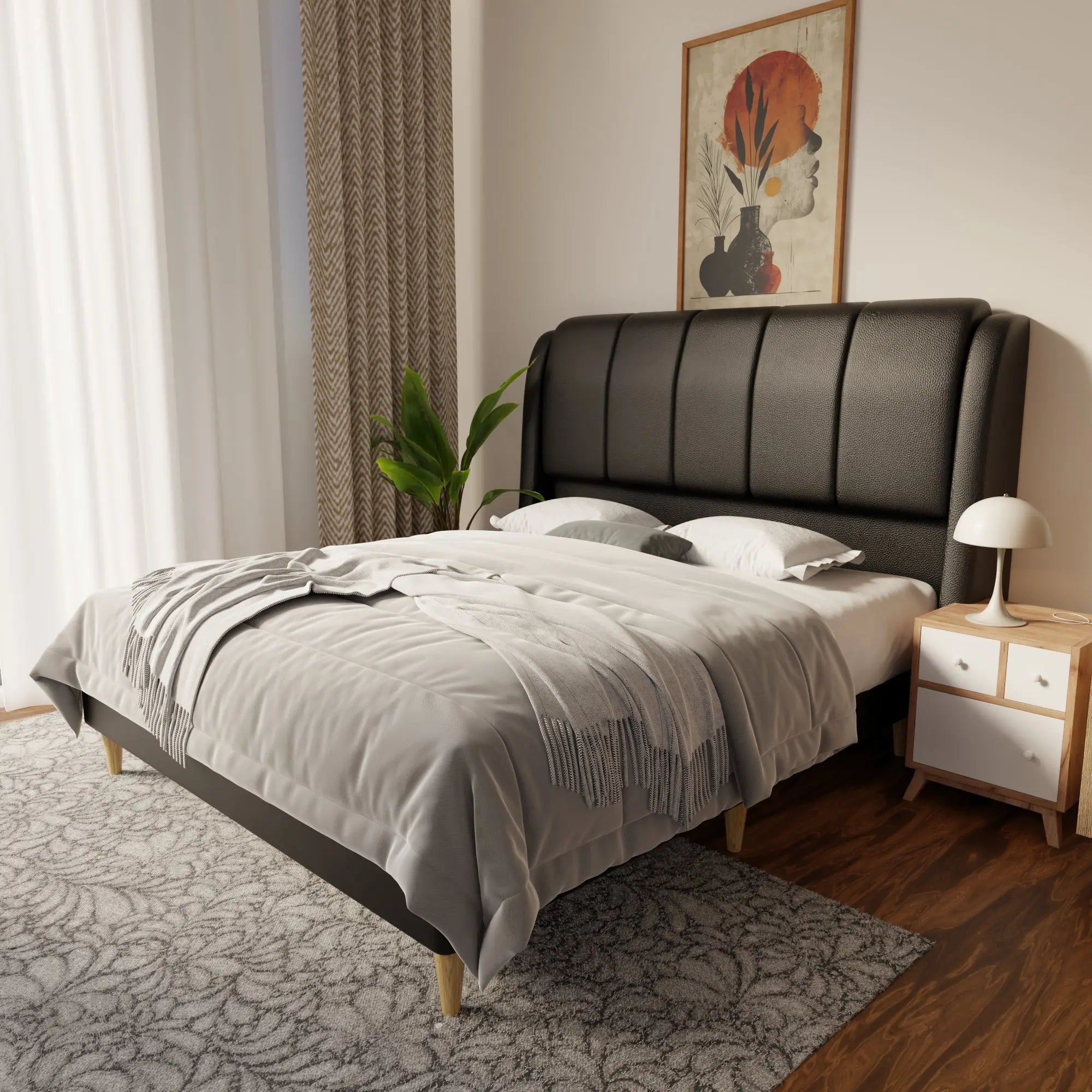 Brinley Faux Leather Bed Frame (Pet Friendly) by Somnuz
