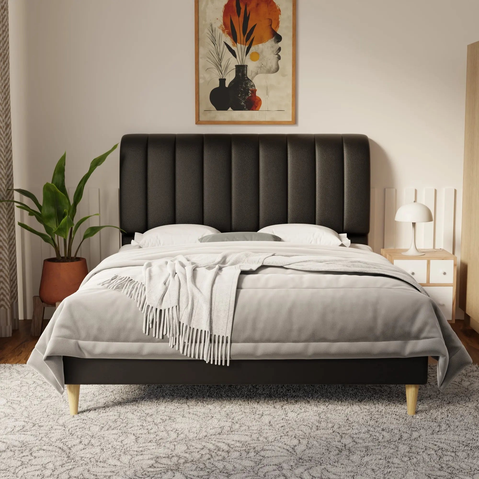 Kuro Faux Leather Bed Frame (Pet Friendly) by Somnuz