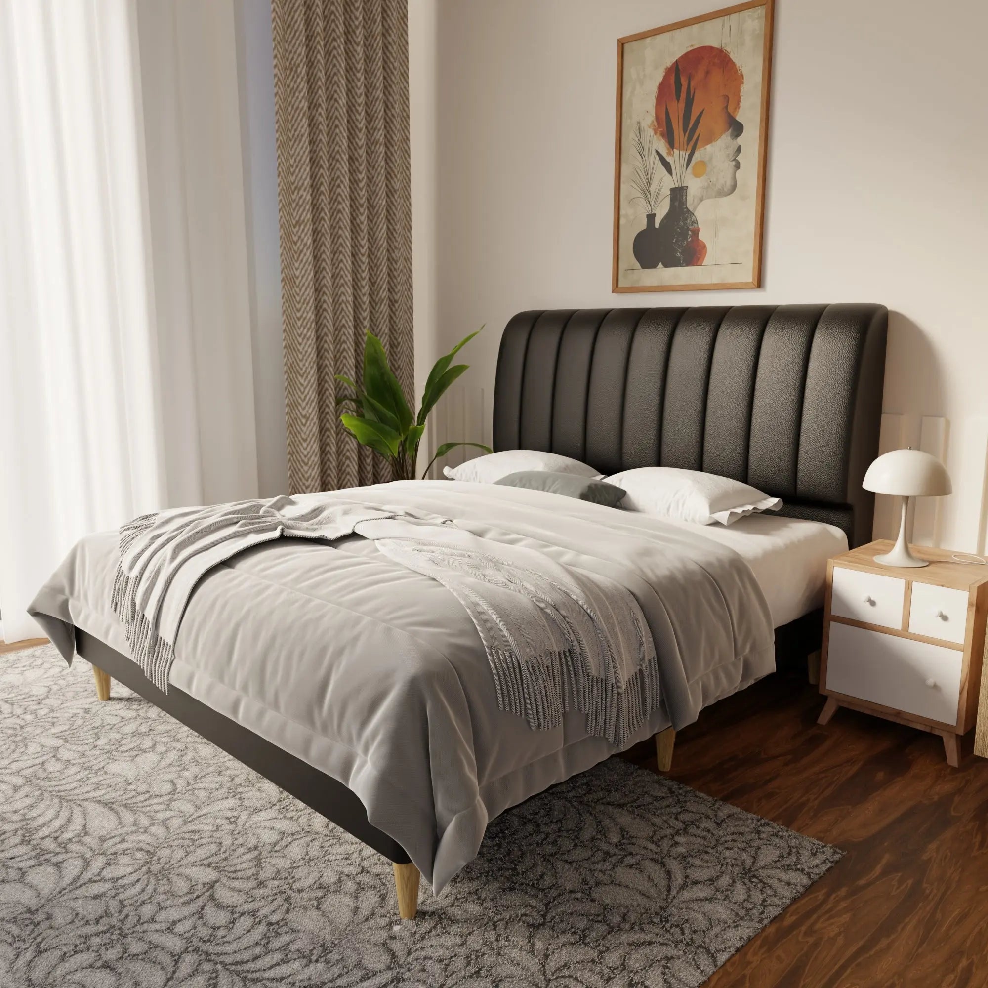 Kuro Faux Leather Bed Frame (Pet Friendly) by Somnuz