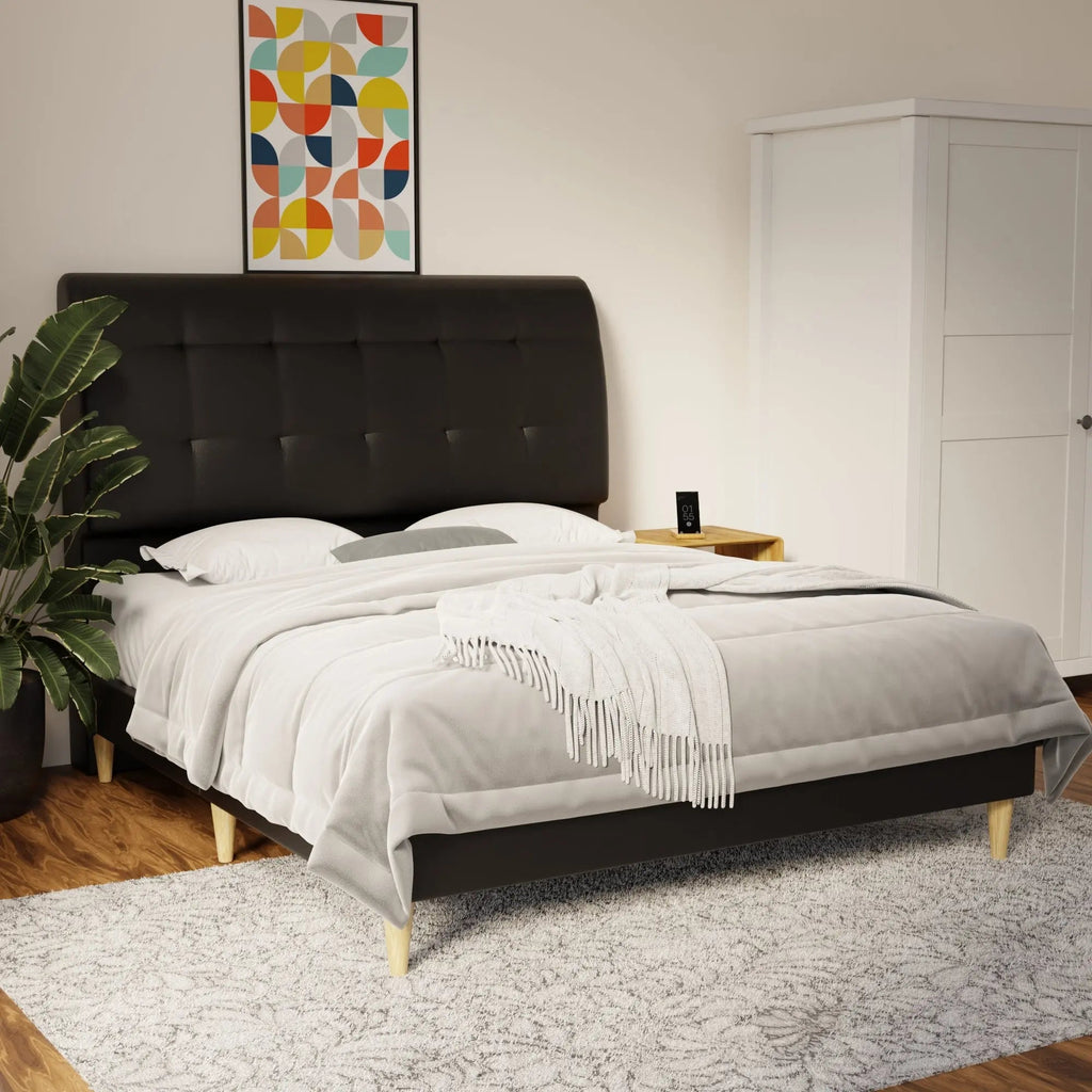 Haldor Faux Leather Bed Frame (Pet Friendly) by Somnuz