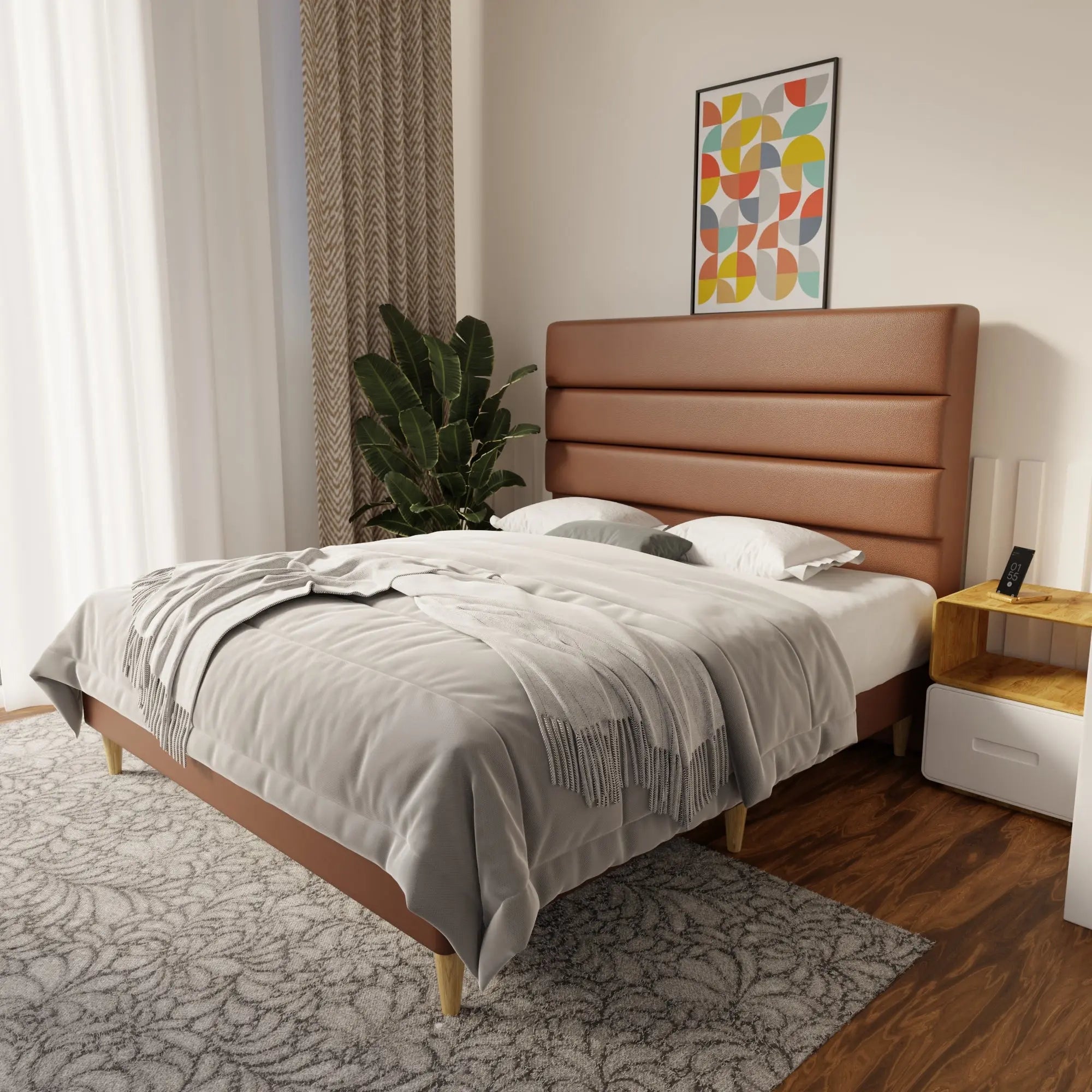 Corlune Faux Leather Bed Frame (Pet Friendly) by Somnuz