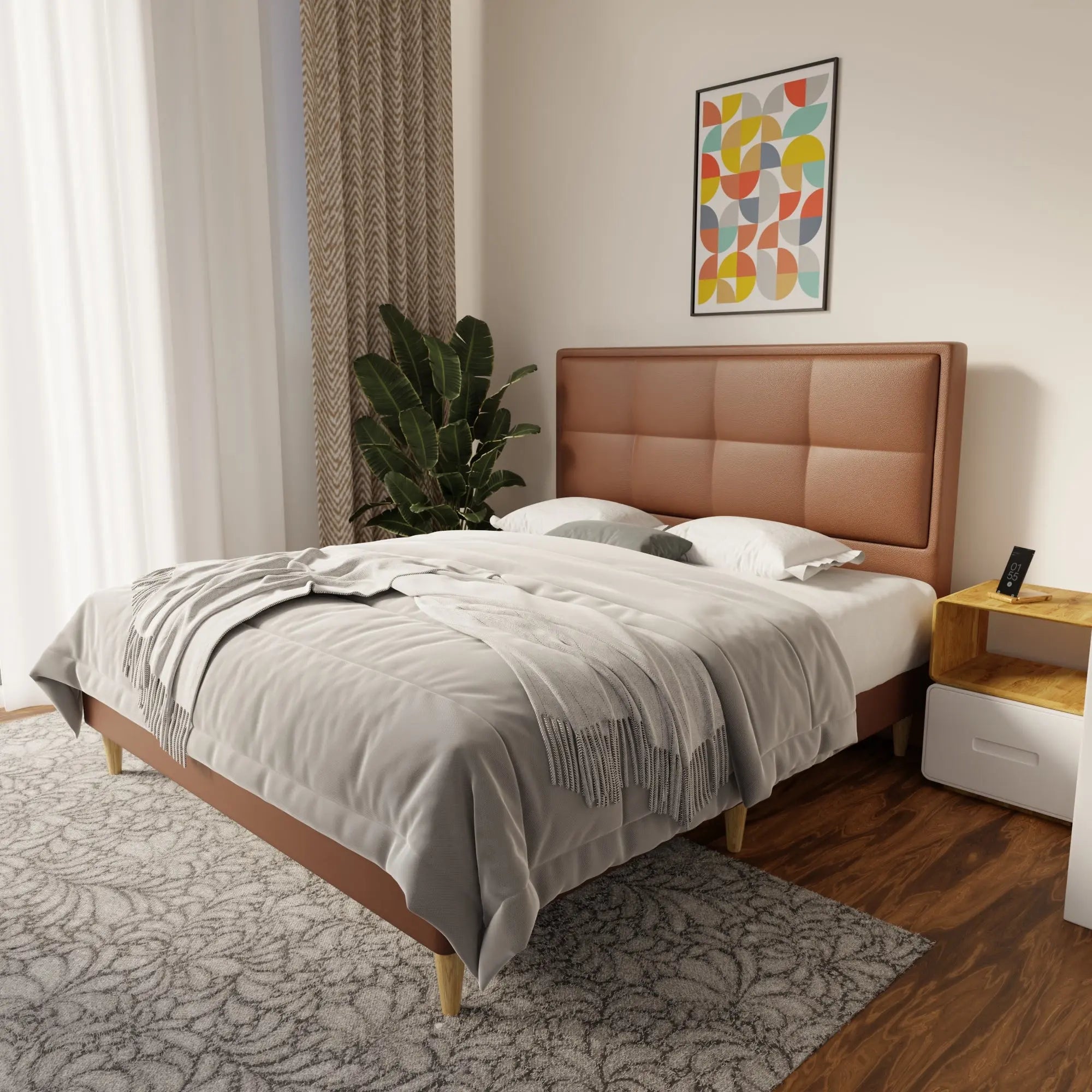 Solvane Faux Leather Bed Frame (Pet Friendly) by Somnuz