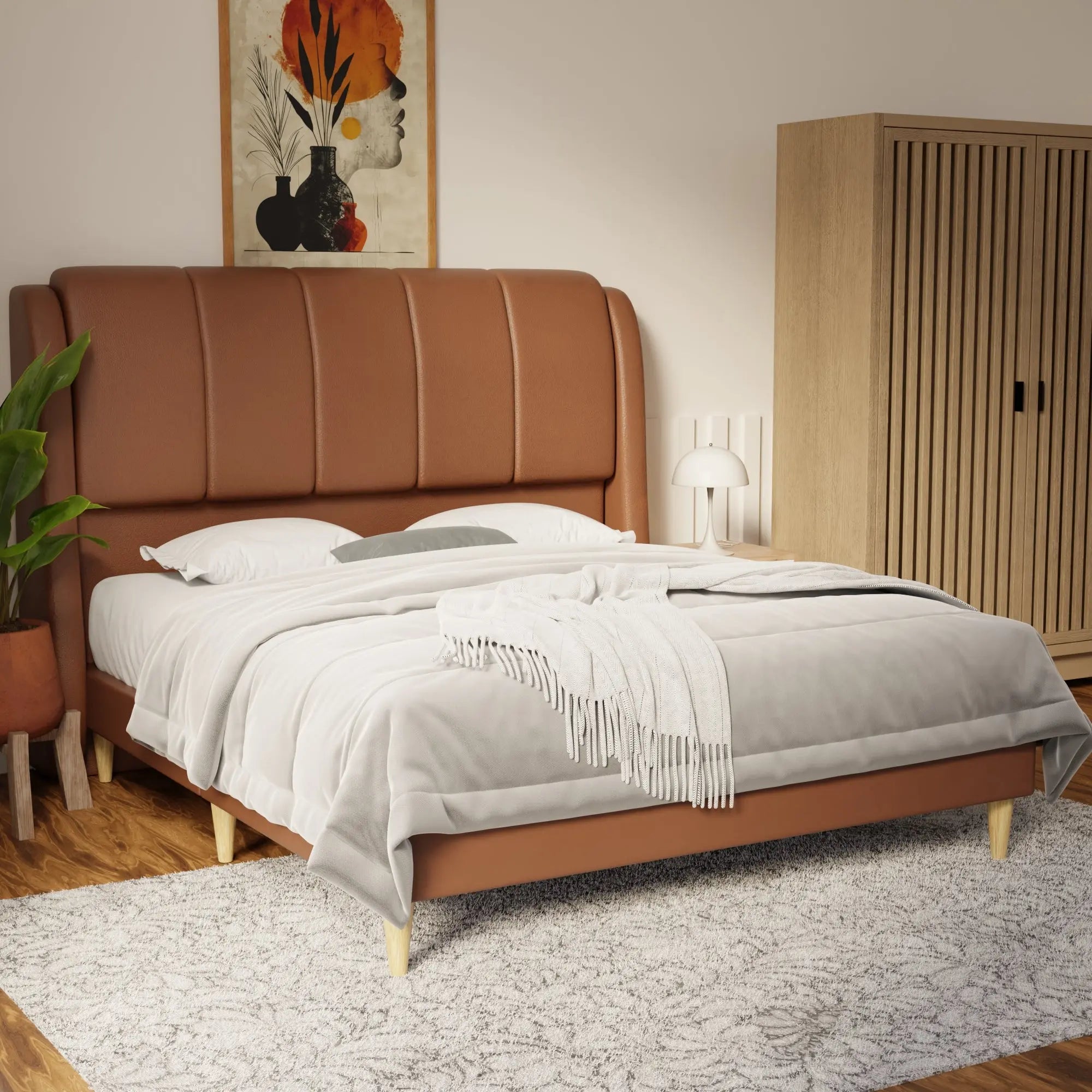 Brinley Faux Leather Bed Frame (Pet Friendly) by Somnuz