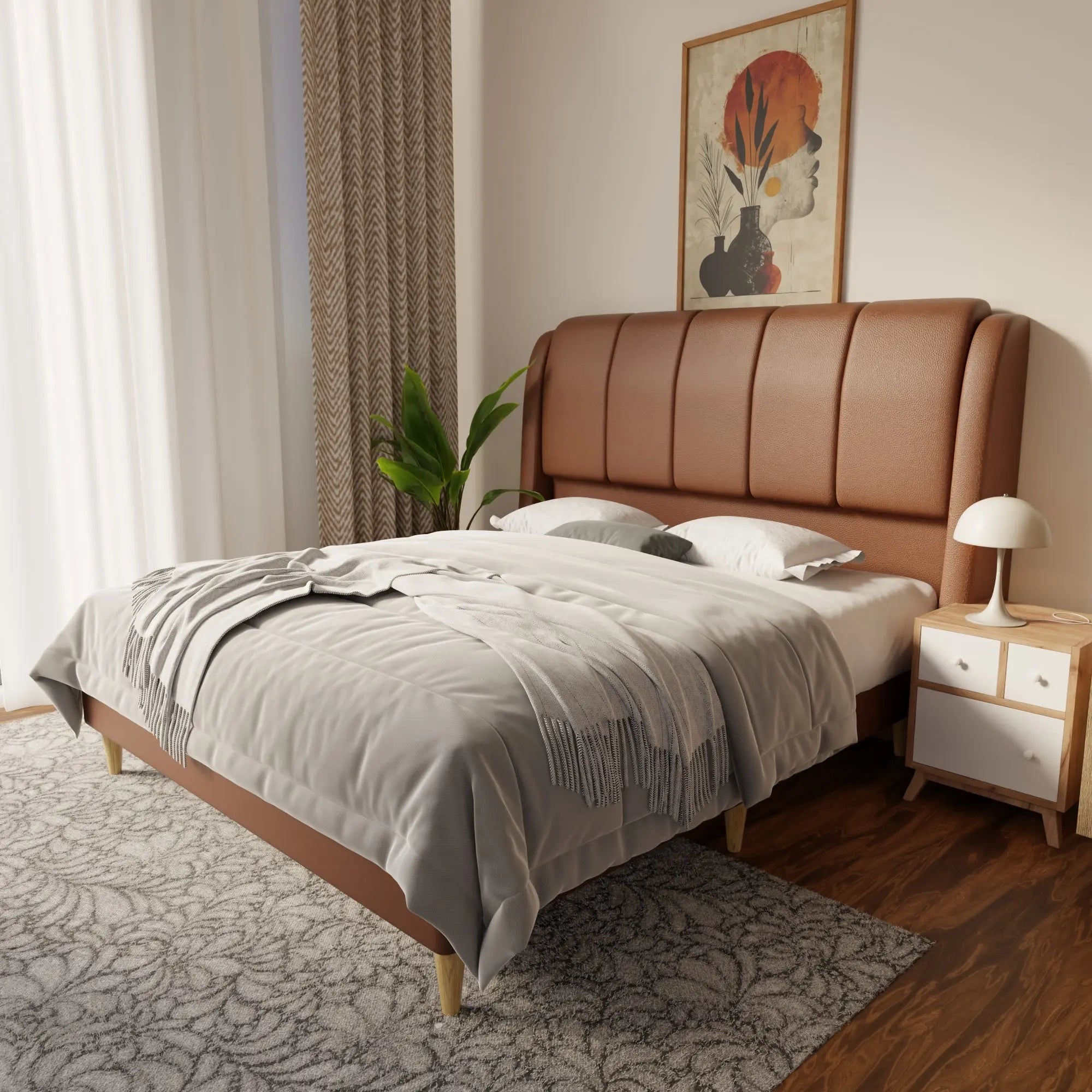 Brinley Faux Leather Bed Frame (Pet Friendly) by Somnuz
