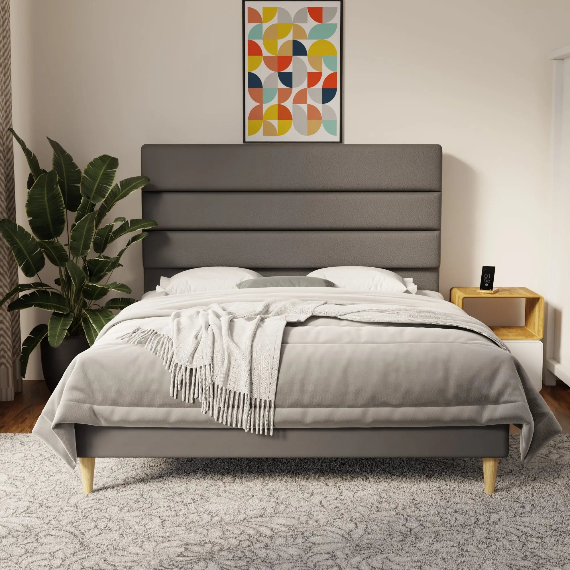 Corlune Faux Leather Bed Frame (Pet Friendly) by Somnuz
