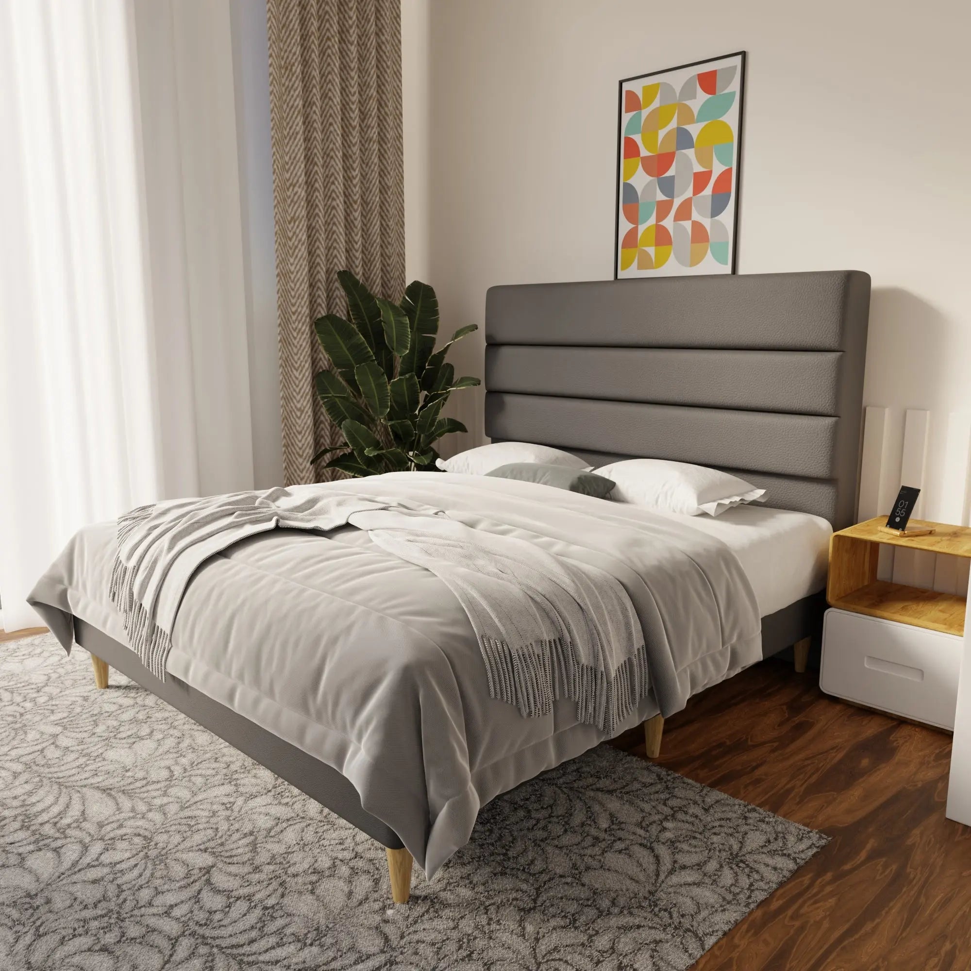 Corlune Faux Leather Bed Frame (Pet Friendly) by Somnuz