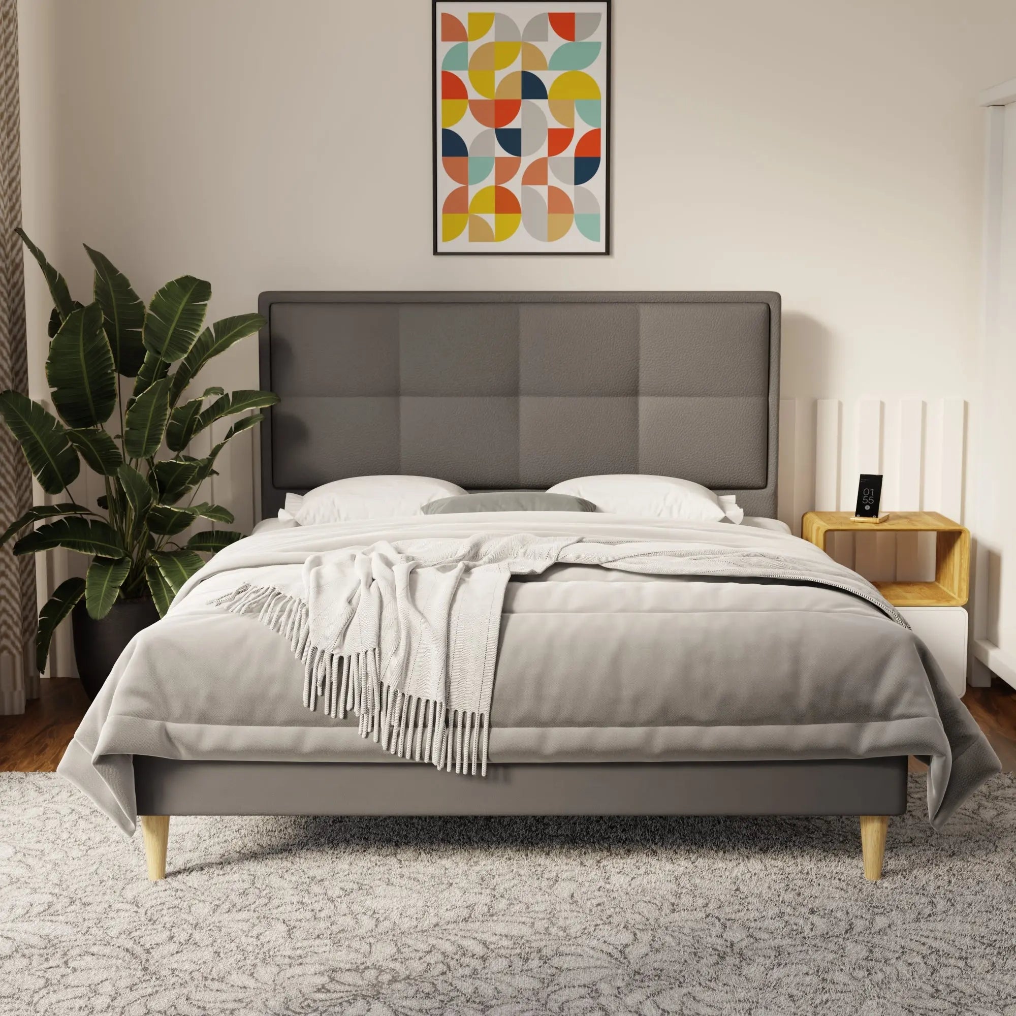 Solvane Faux Leather Bed Frame (Pet Friendly) by Somnuz