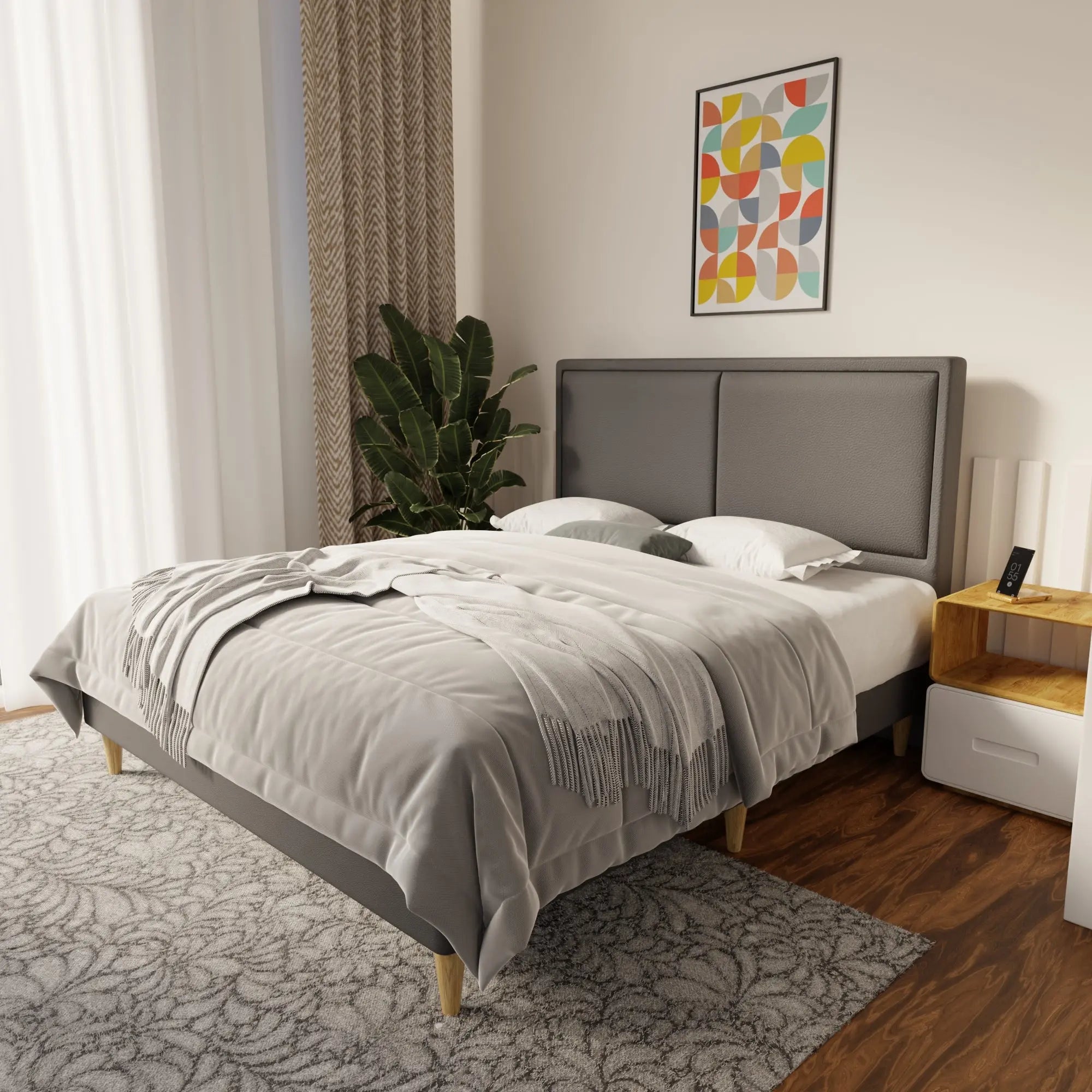 Bravelle Faux Leather Bed Frame (Pet Friendly) by Somnuz