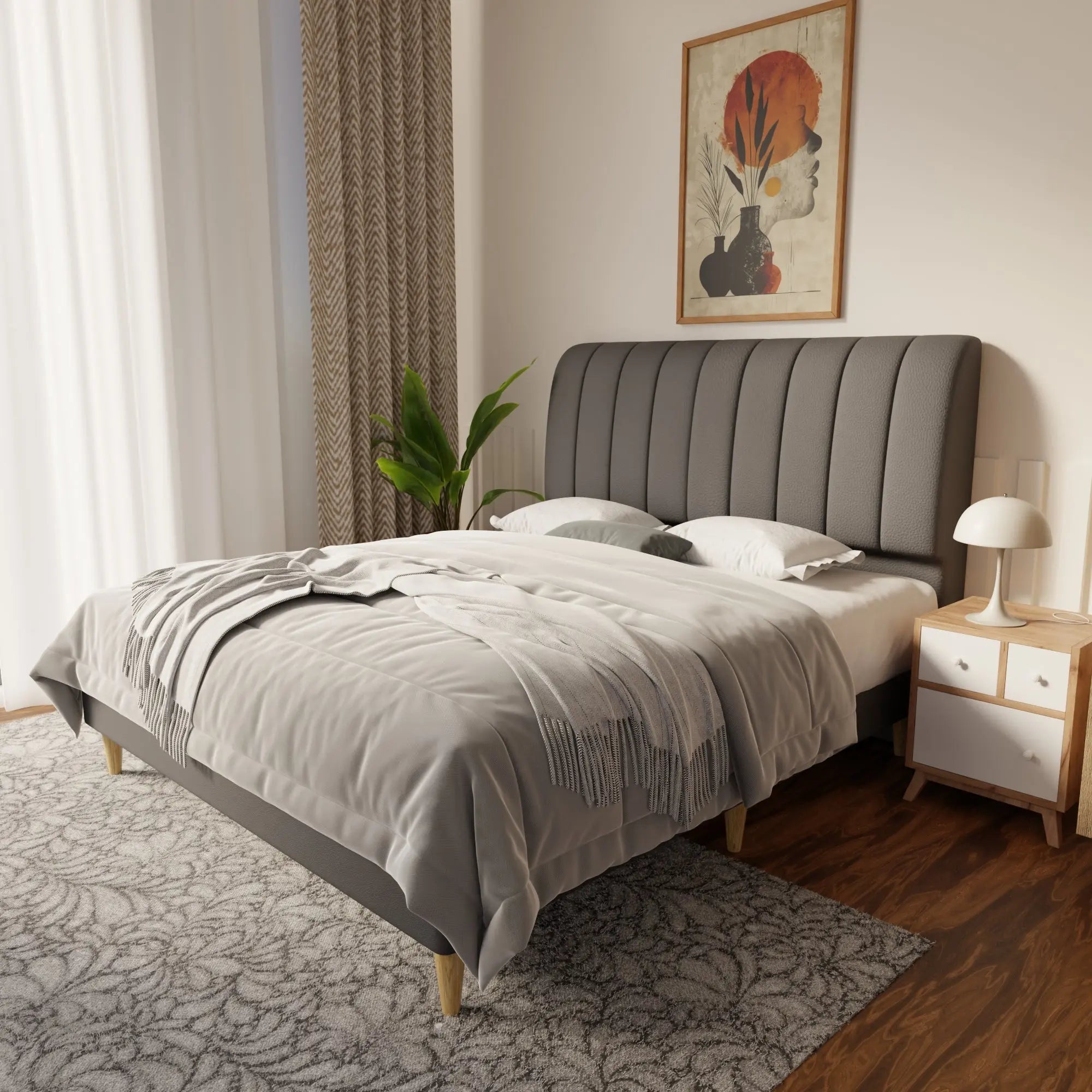 Kuro Faux Leather Bed Frame (Pet Friendly) by Somnuz