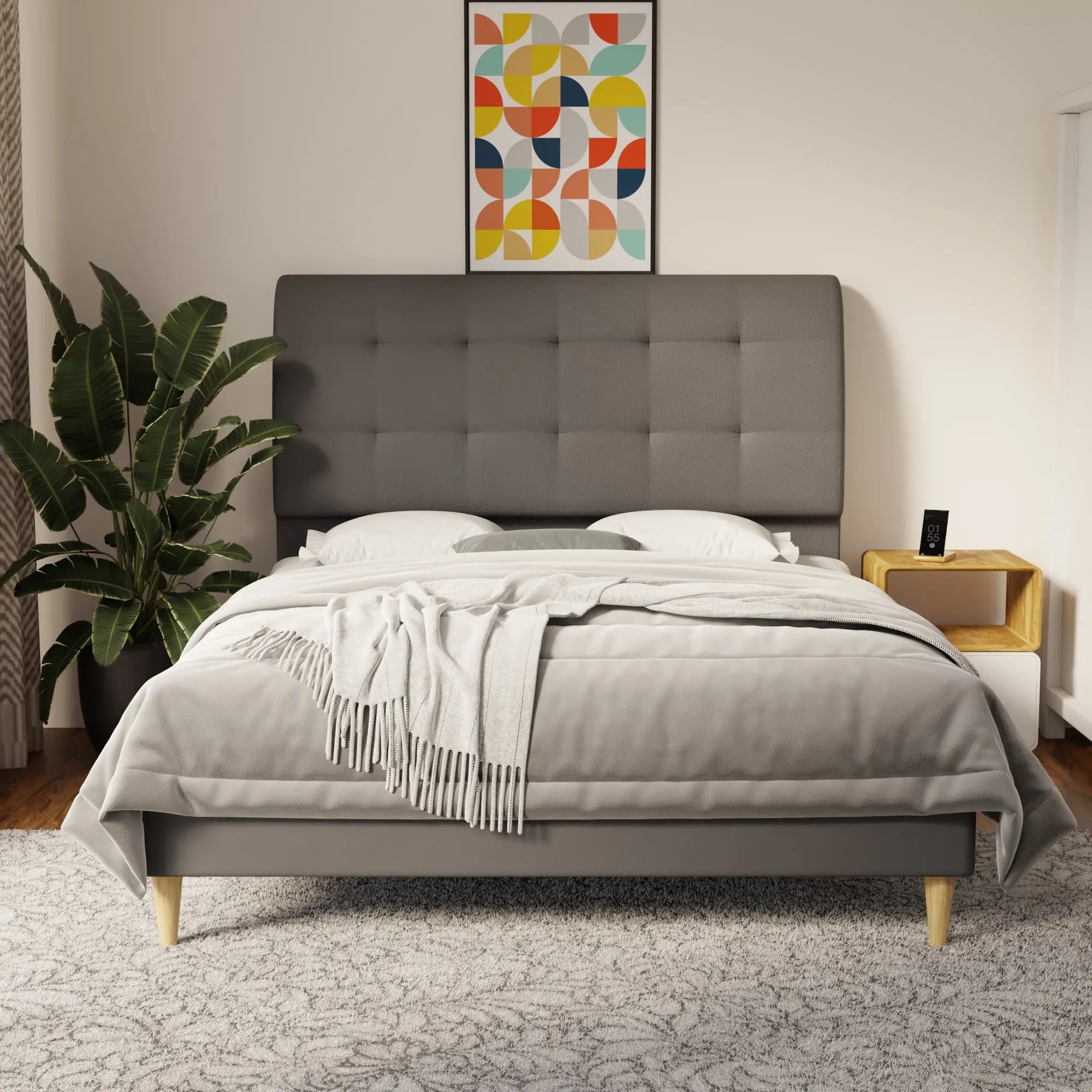 Haldor Faux Leather Bed Frame (Pet Friendly) by Somnuz
