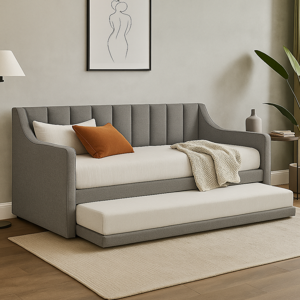Meredith 3 in 1 Fabric Daybed Pull Out Bed Frame (Water Repellent)
