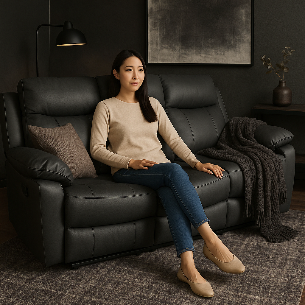 Atria Genuine Leather Manual Recliner Sofa