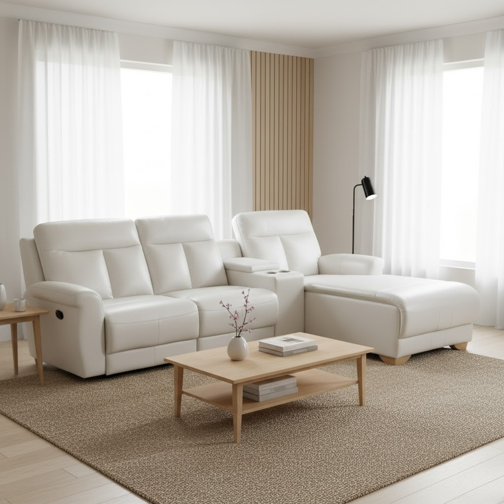 Regulus Genuine Leather Recliner L-Shaped Sofa